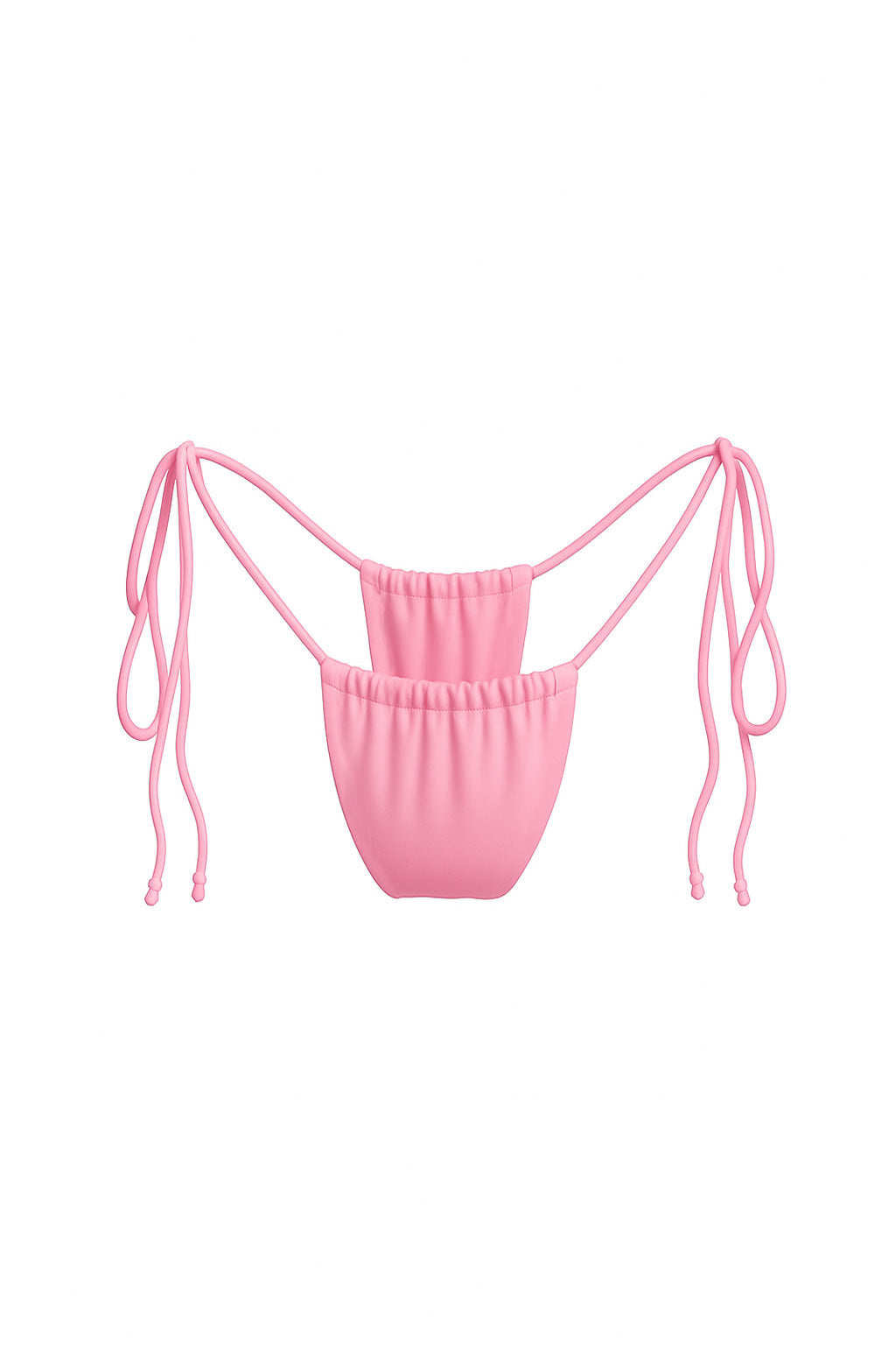 Pink Tie-Side Ruched Bikini Bottom