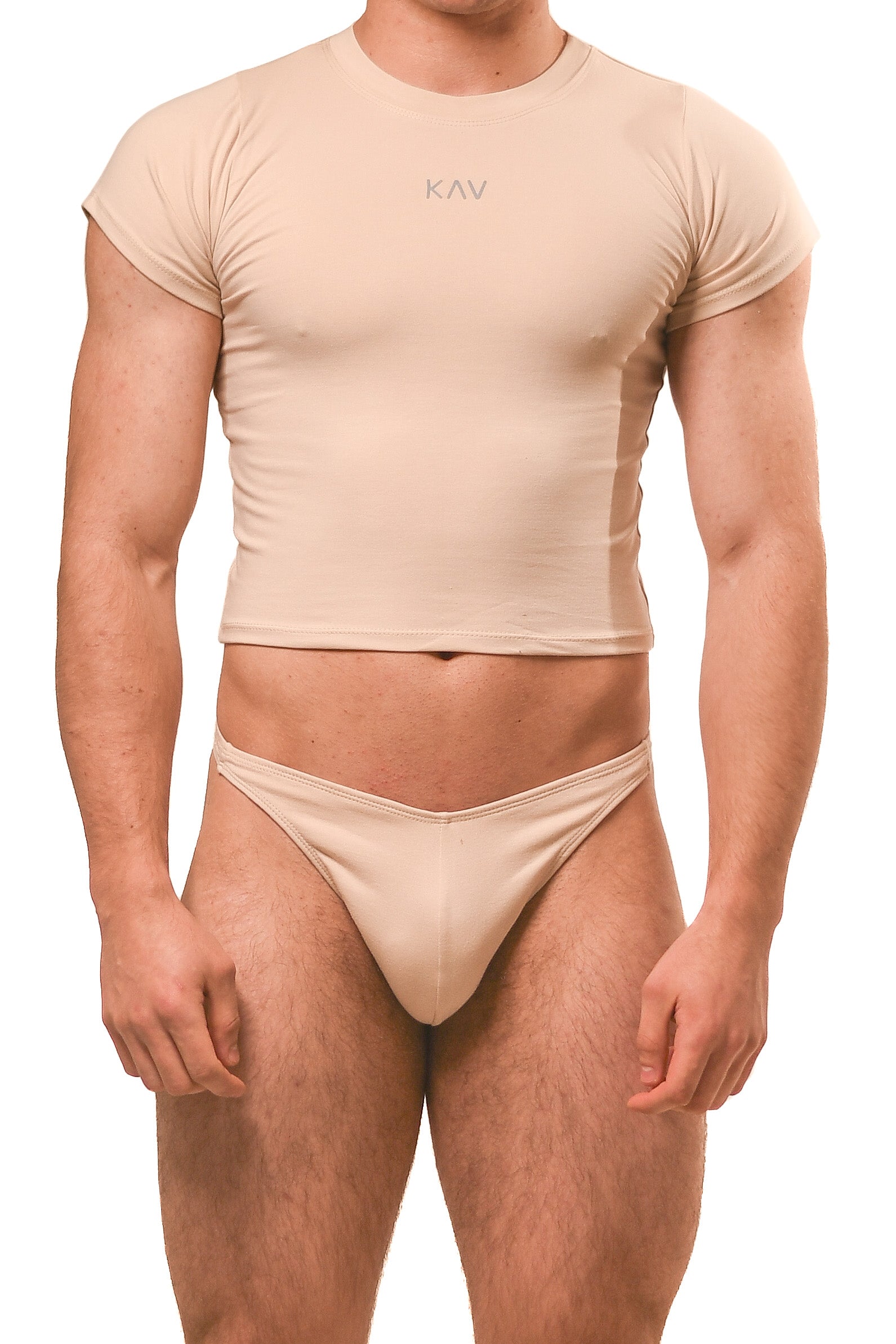 Beige Magnet Baby Tee Thong Set