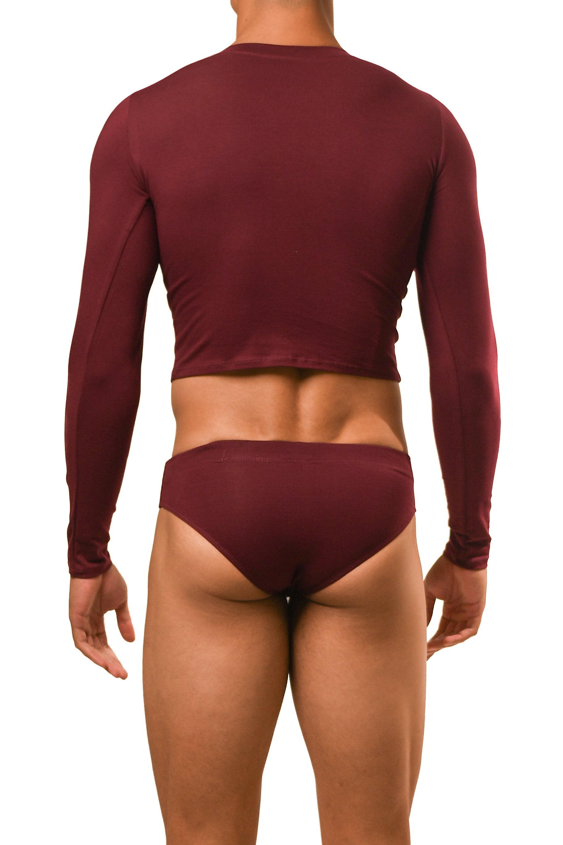 Dark Red Long Sleeve Magnet Brief Set