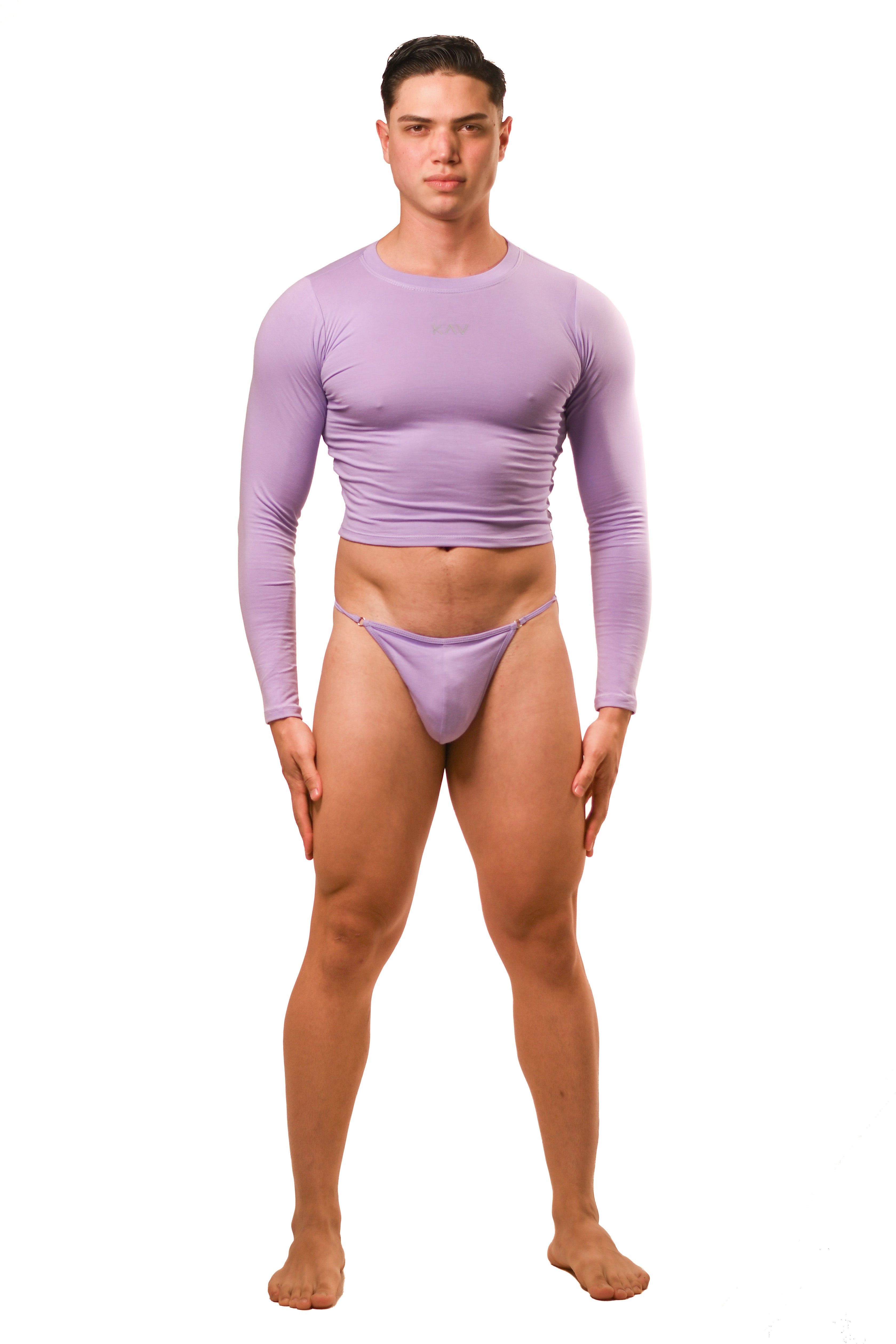 Lilac Long Sleeve Magnet G-String Set