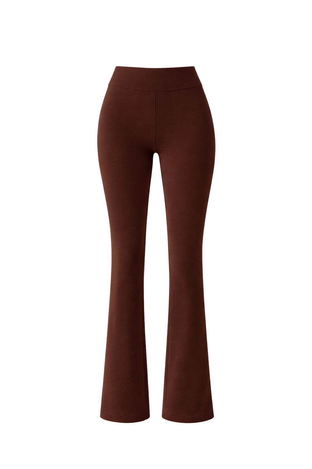 Dark Brown Basic Straight-Cut Cotton Jersey Leggings