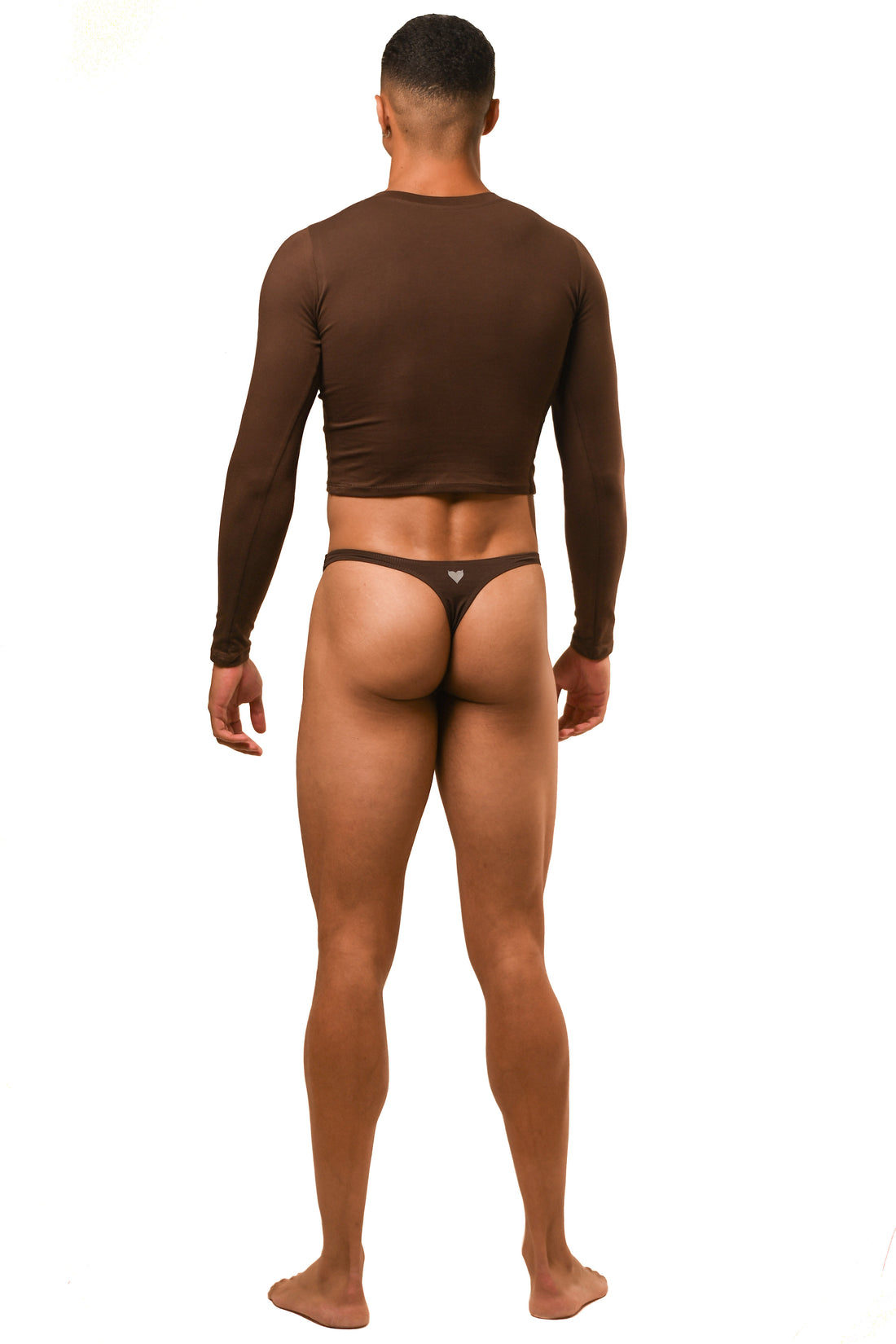 Brown Long Sleeve Magnet Thong Set