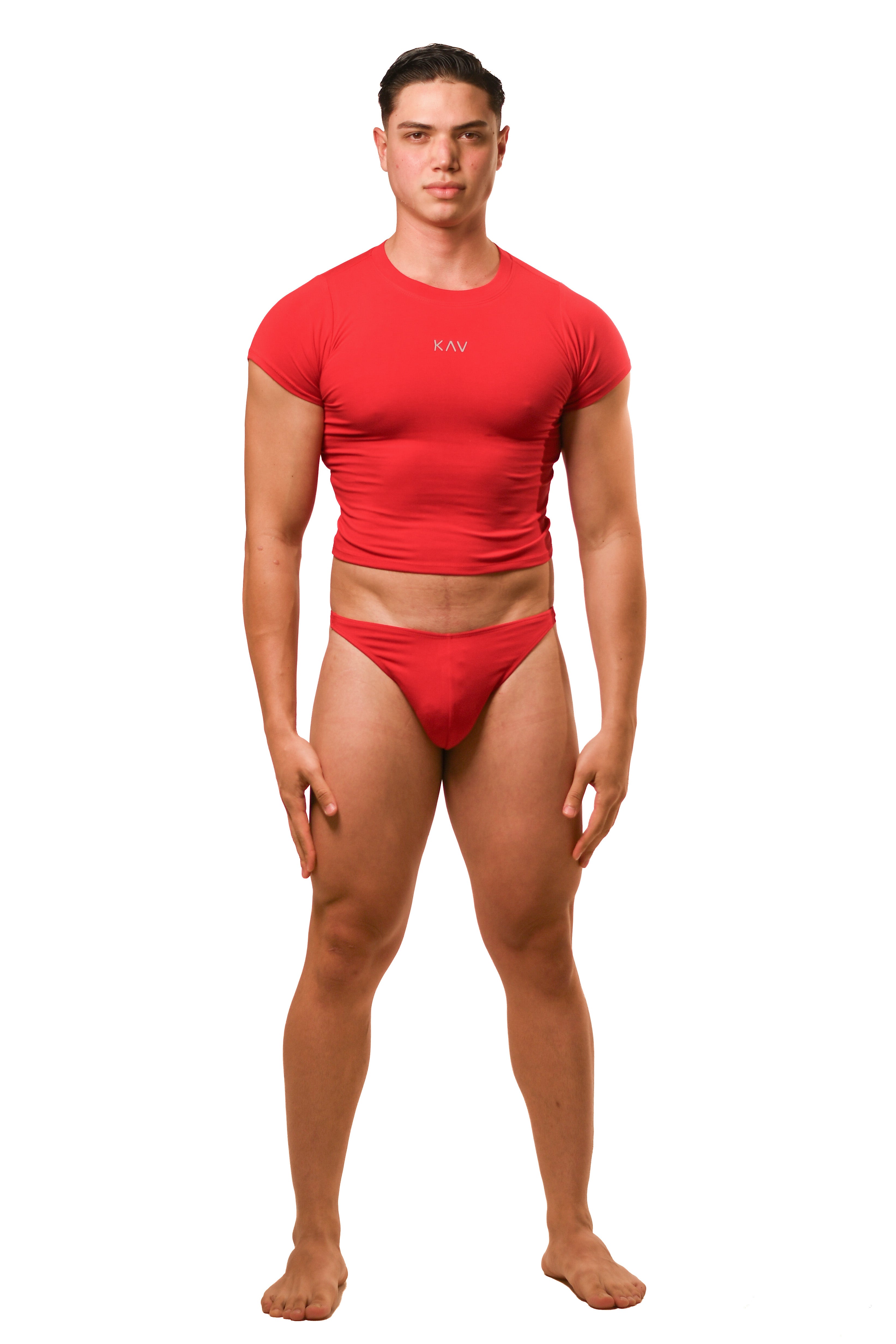Red Baby Tee Thong Set