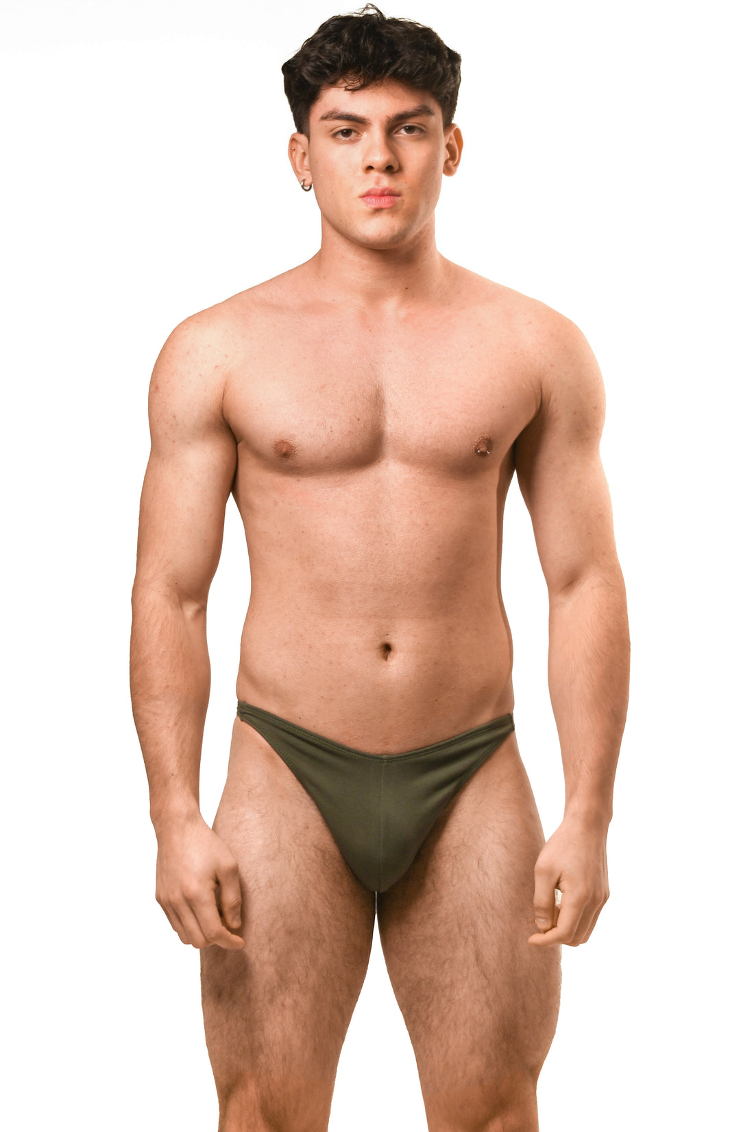 Dark Green Cotton Jersey Men Thong