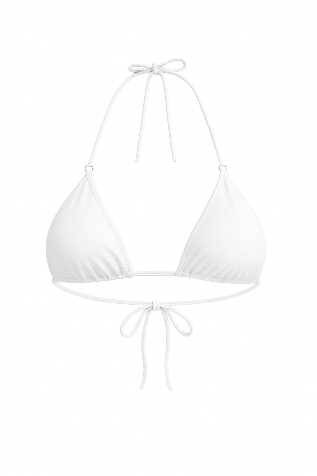 White Hoop Detail Triangle Bikini Top