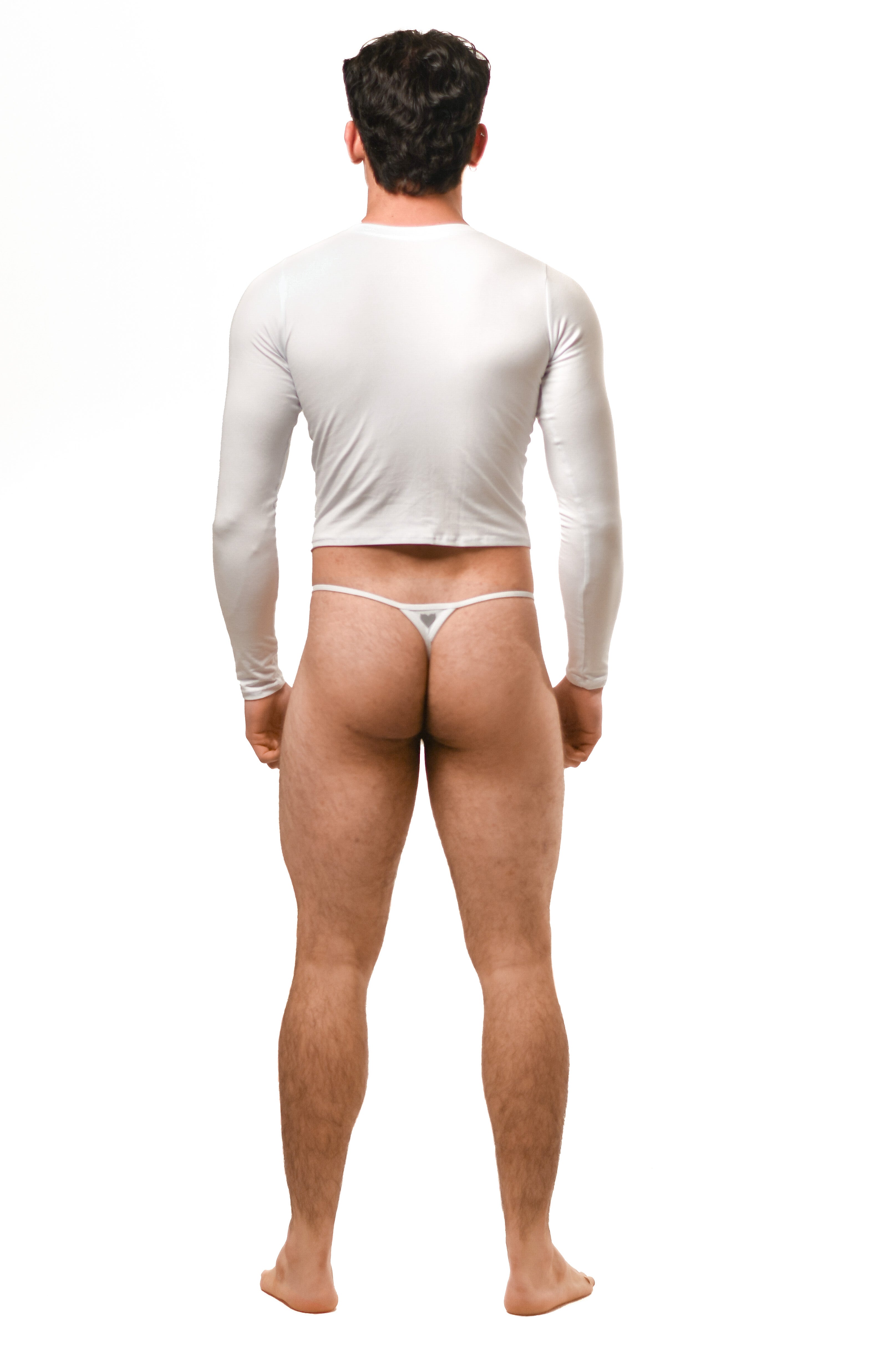 Long Sleeve White Thong Set