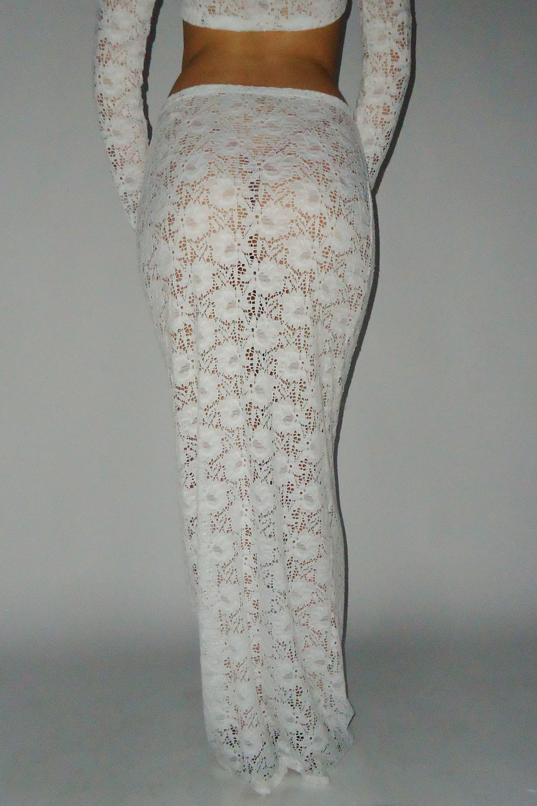 White Long Bodycon Lace Skirt