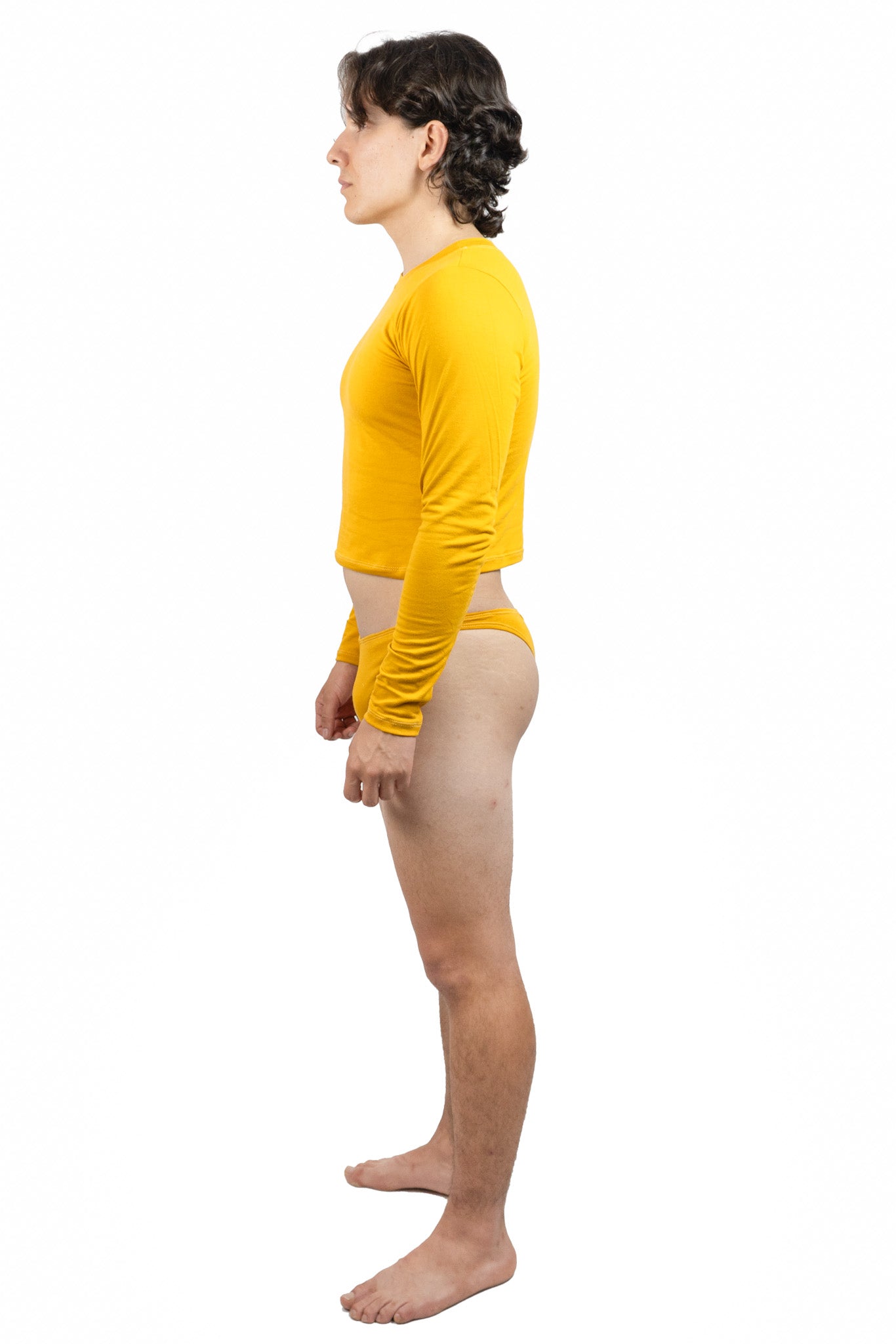 Yellow Mustard Long Sleeve Magnet Thong Set