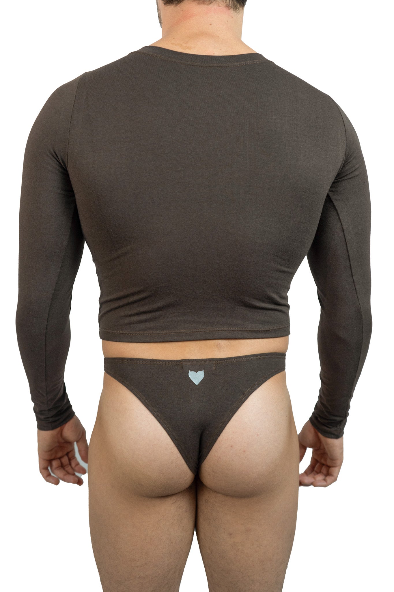 Brown Long Sleeve Magnet Thong Set