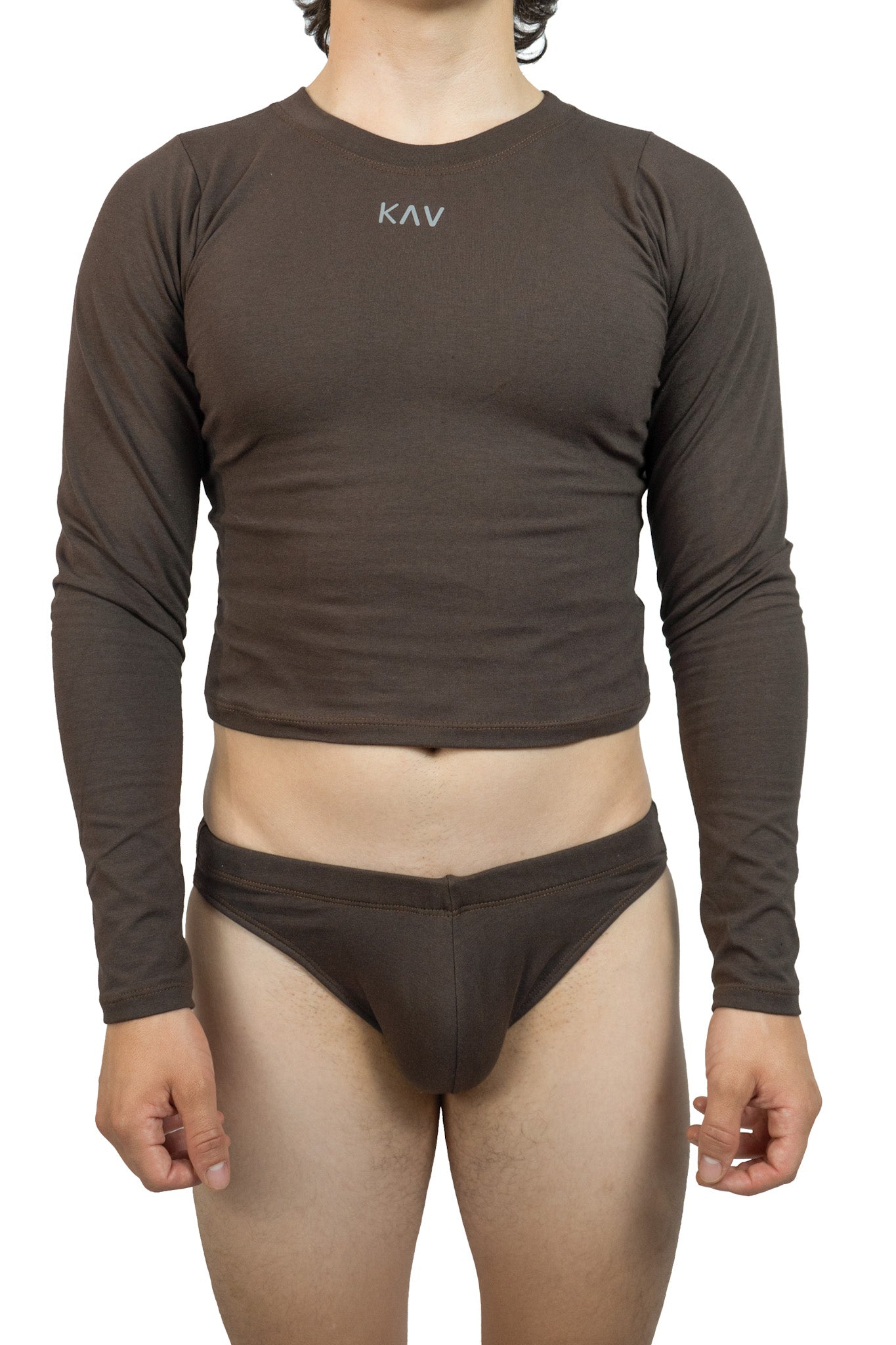 Brown Long Sleeve Magnet Brief Set