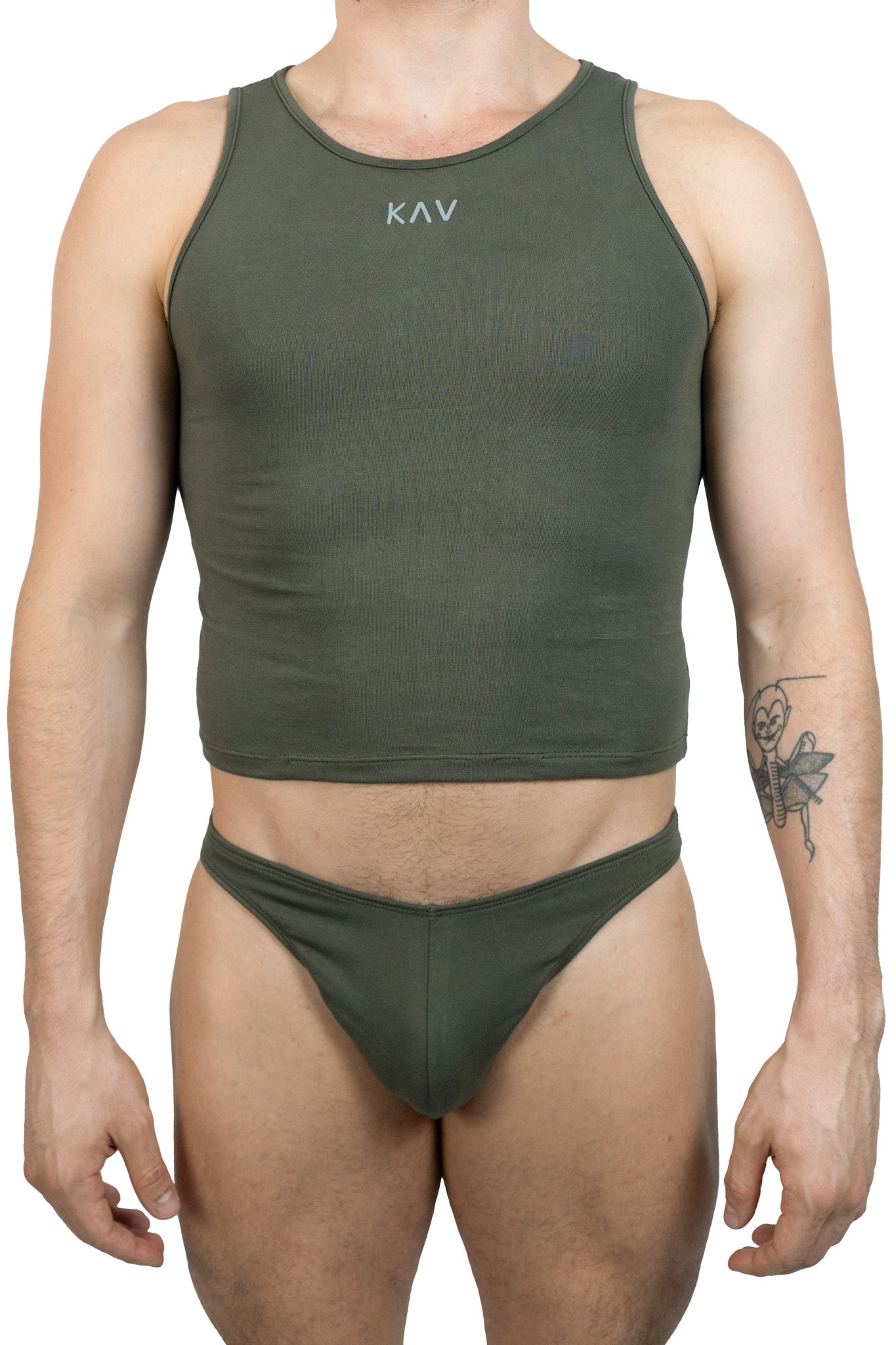 Dark Green Cotton Jersey Men Thong