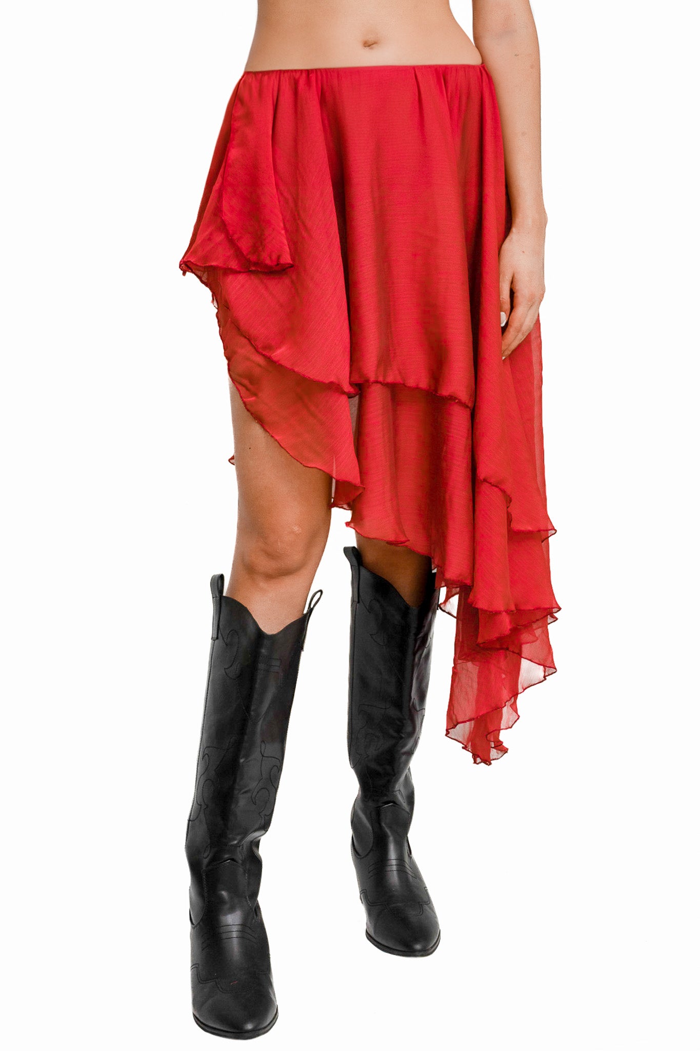 Red Handkerchief Long Skirt