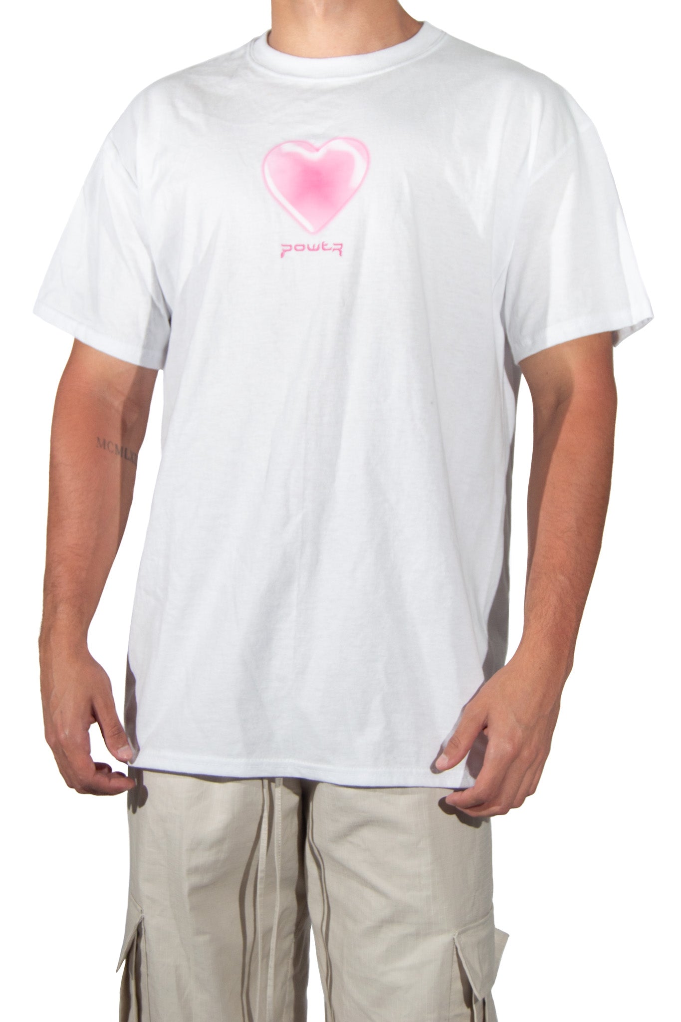 Power Heart White T-Shirt