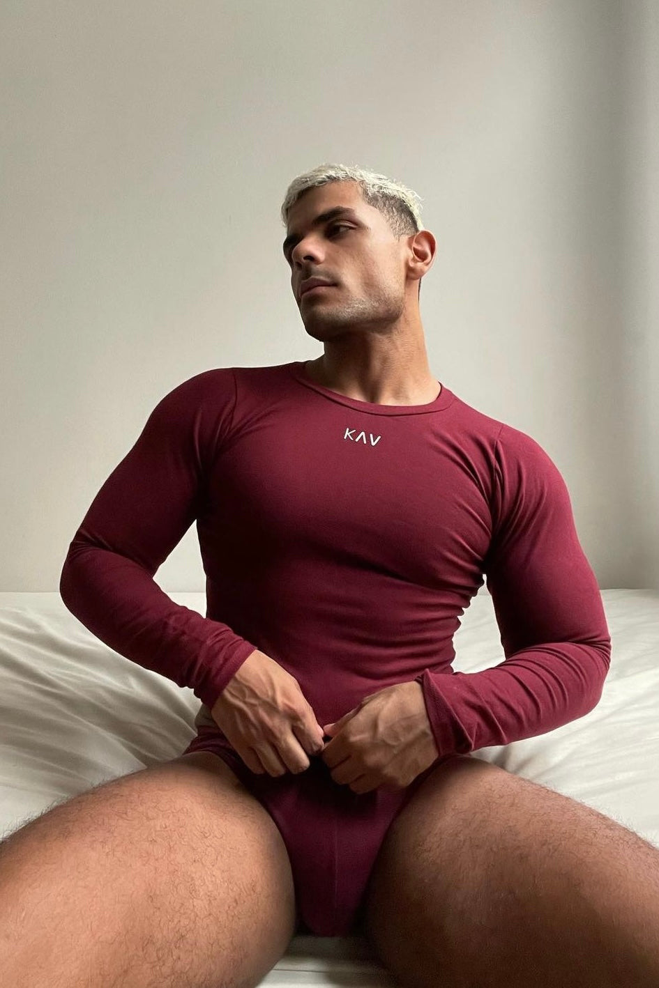 Dark Red Long Sleeve Magnet Top