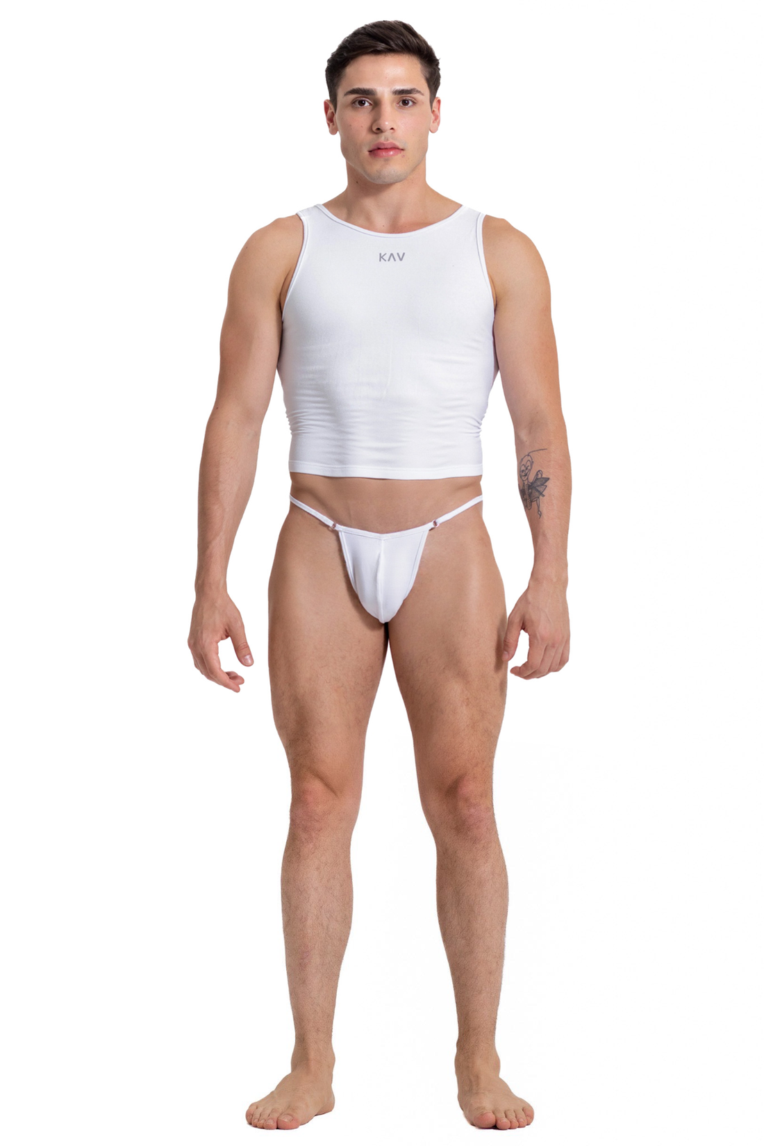 White G-String Cotton Jersey Tank Set