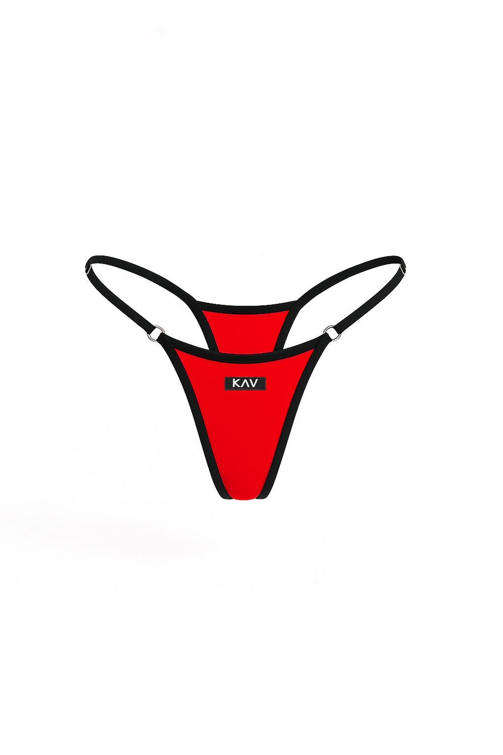 Red Contrast Trim Embroidery Bikini Bottom