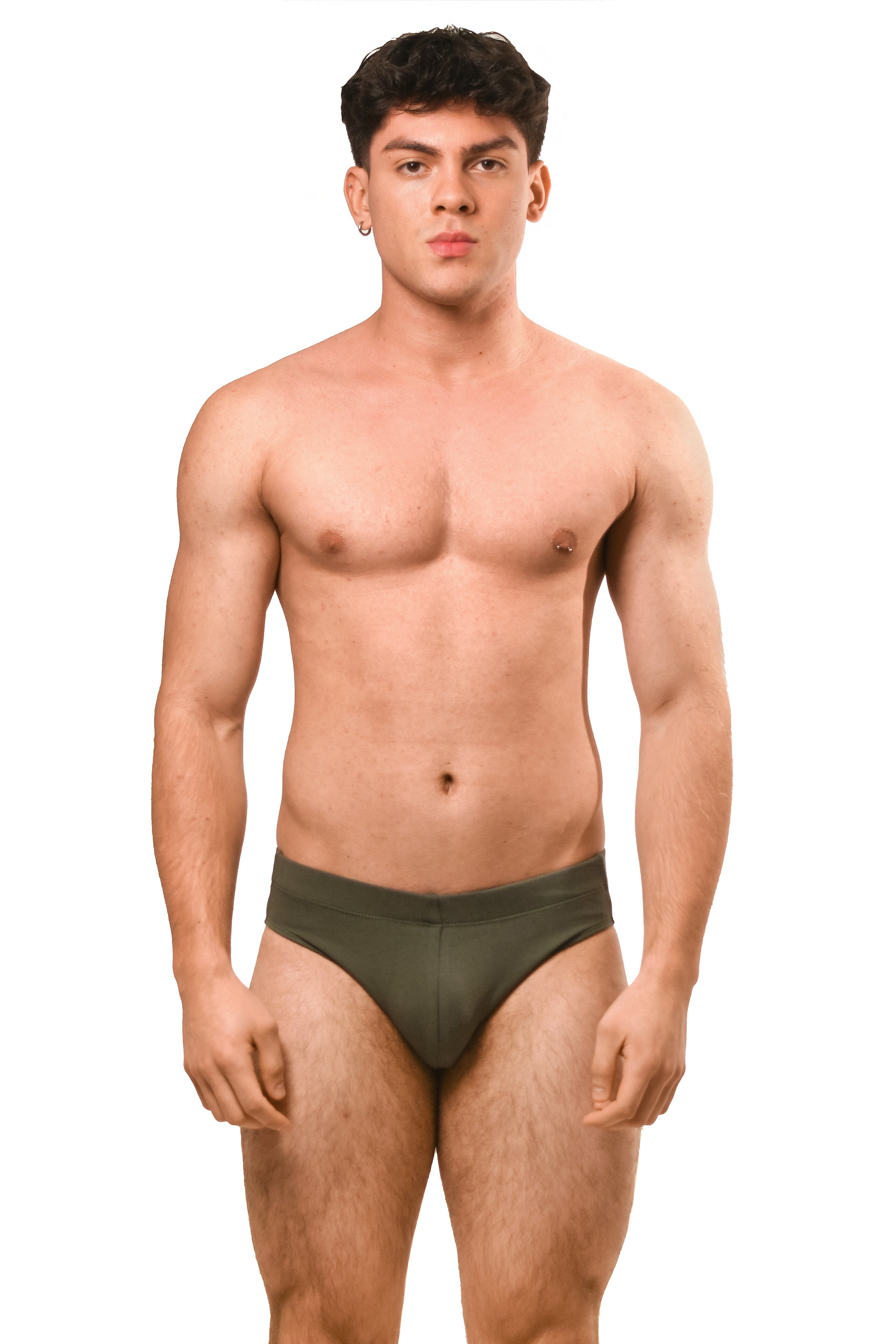 Dark Green Cotton Jersey Men Brief