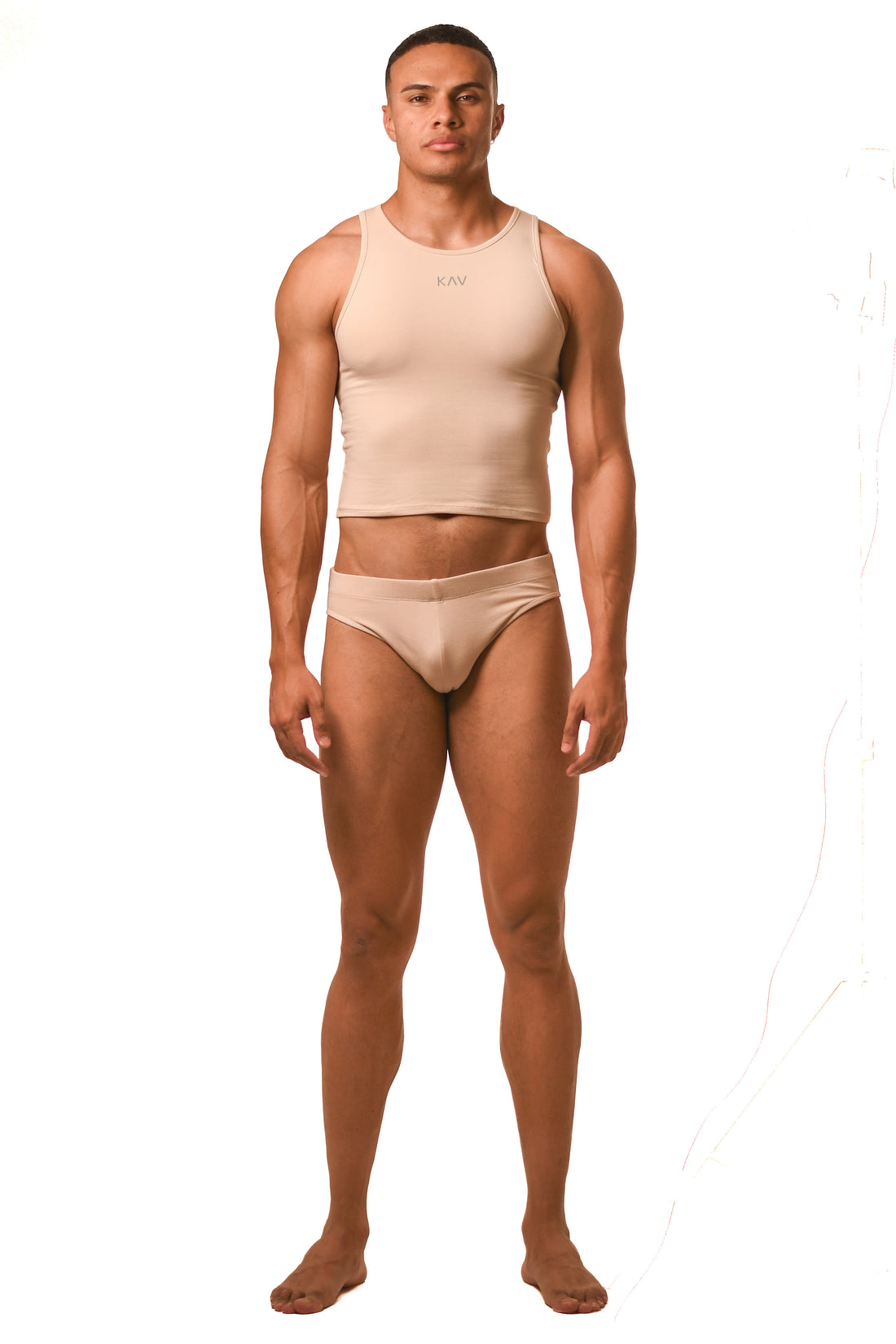 Beige Tank Brief Set