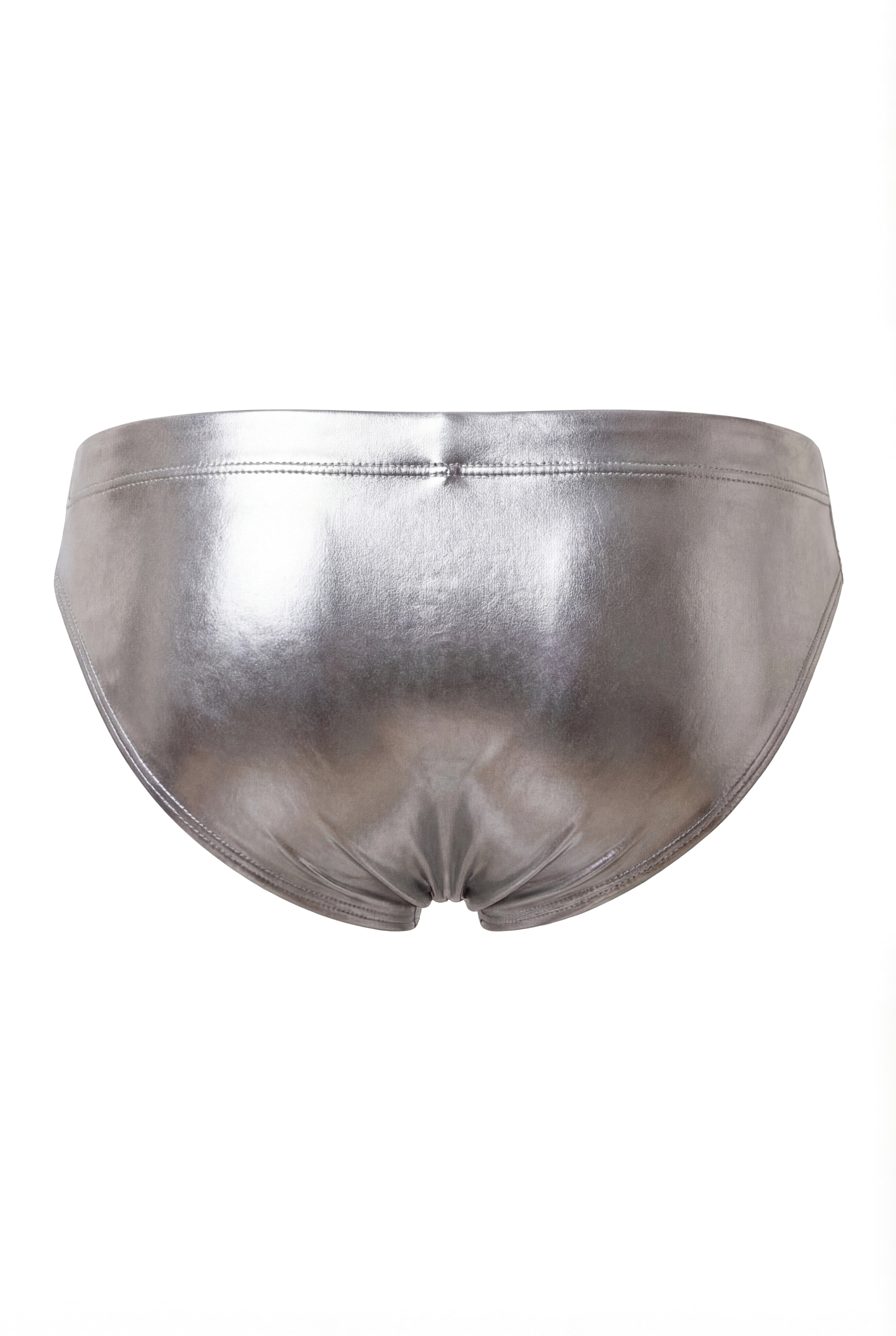 Metallic Silver Minimal Swim Brief