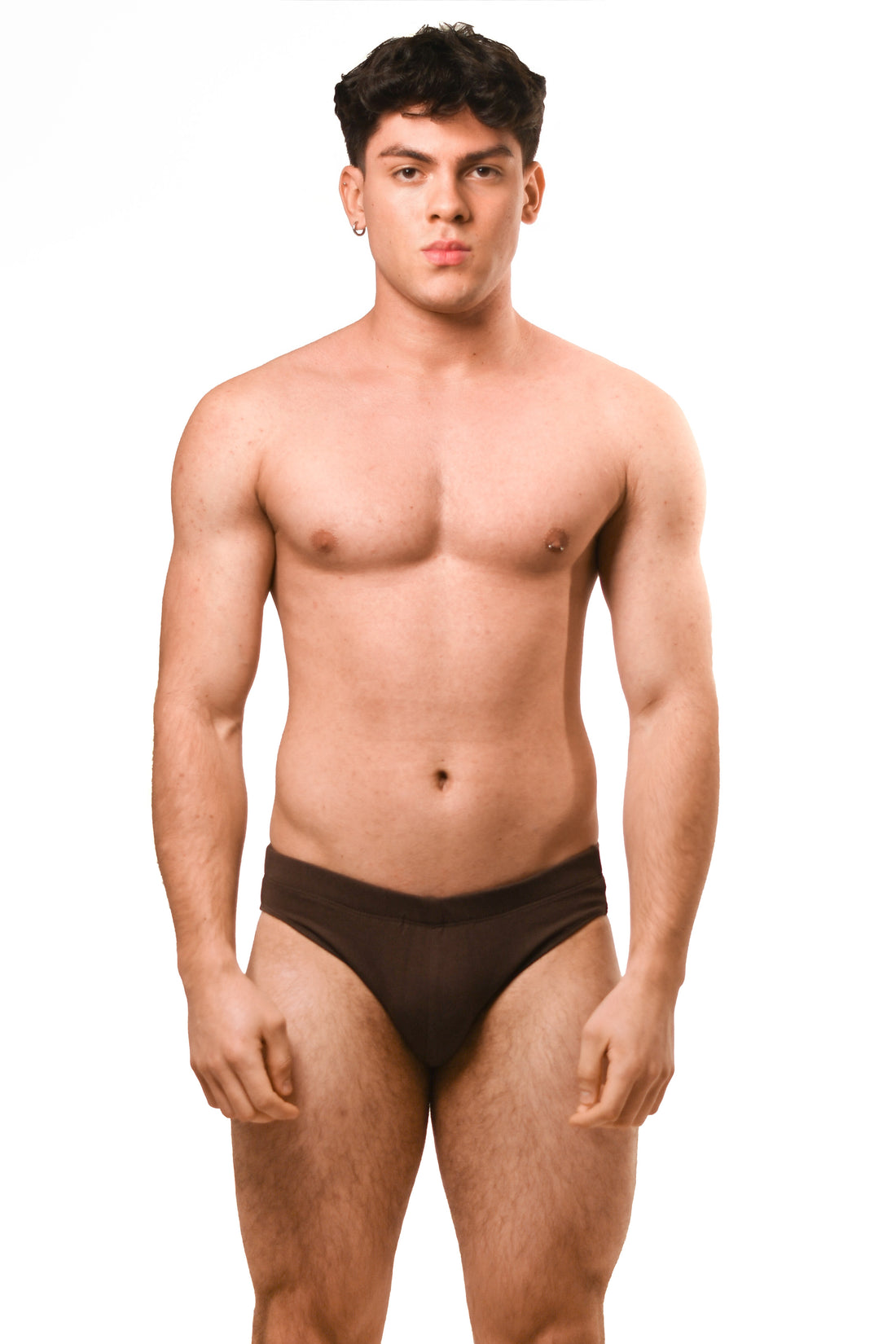 Hot Brown Cotton Jersey Brief