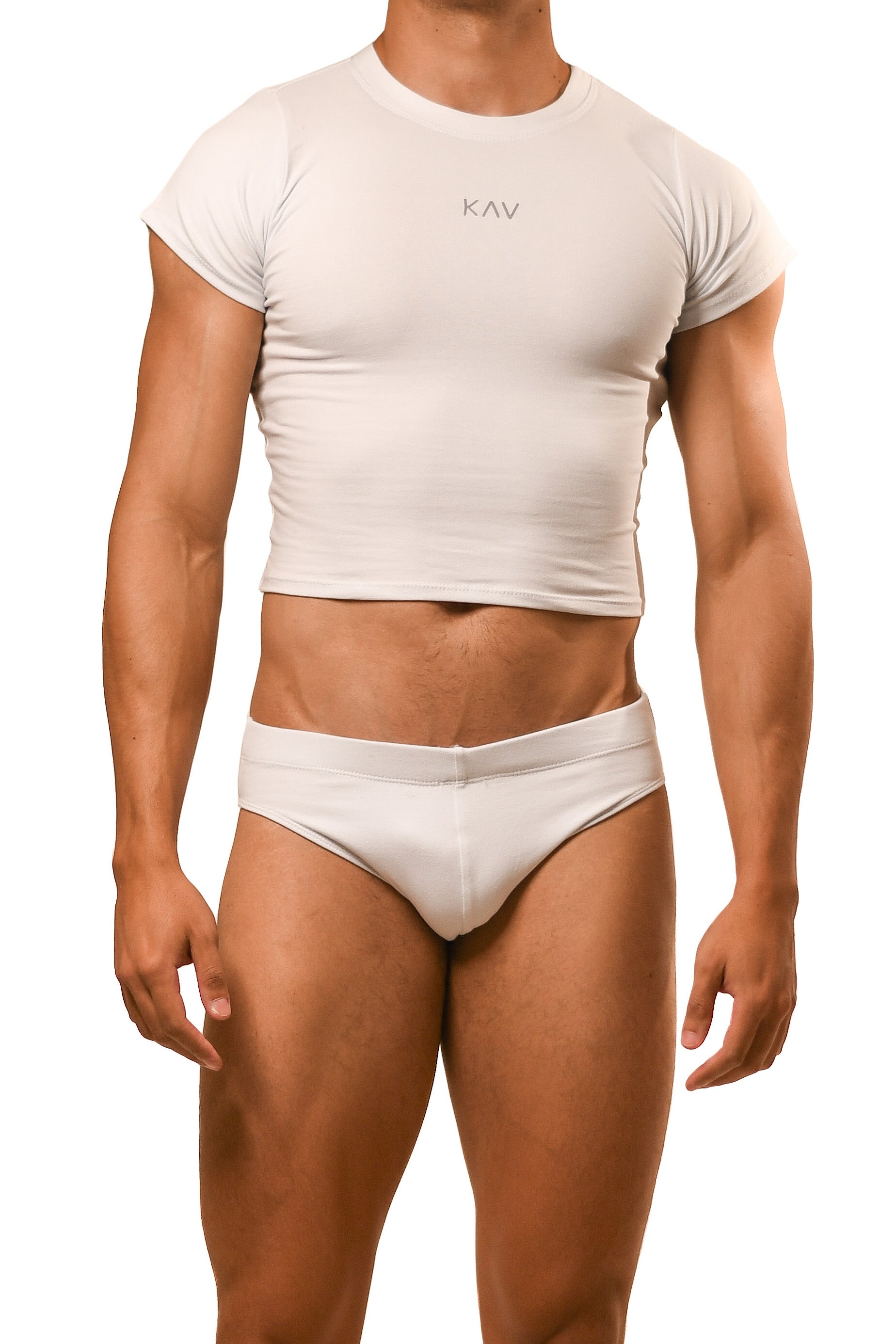 White Magnet Baby Tee Brief Set