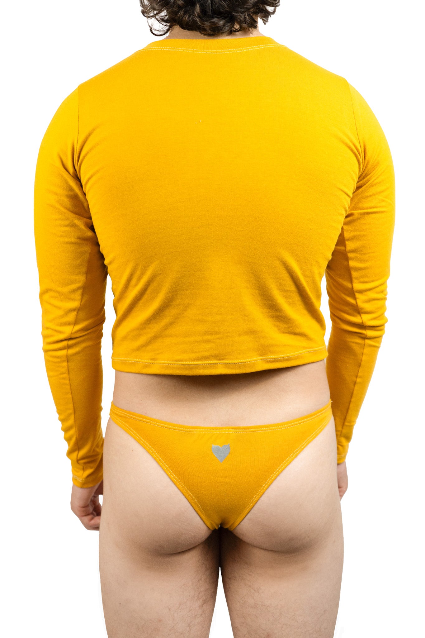 Yellow Mustard Long Sleeve Magnet Thong Set