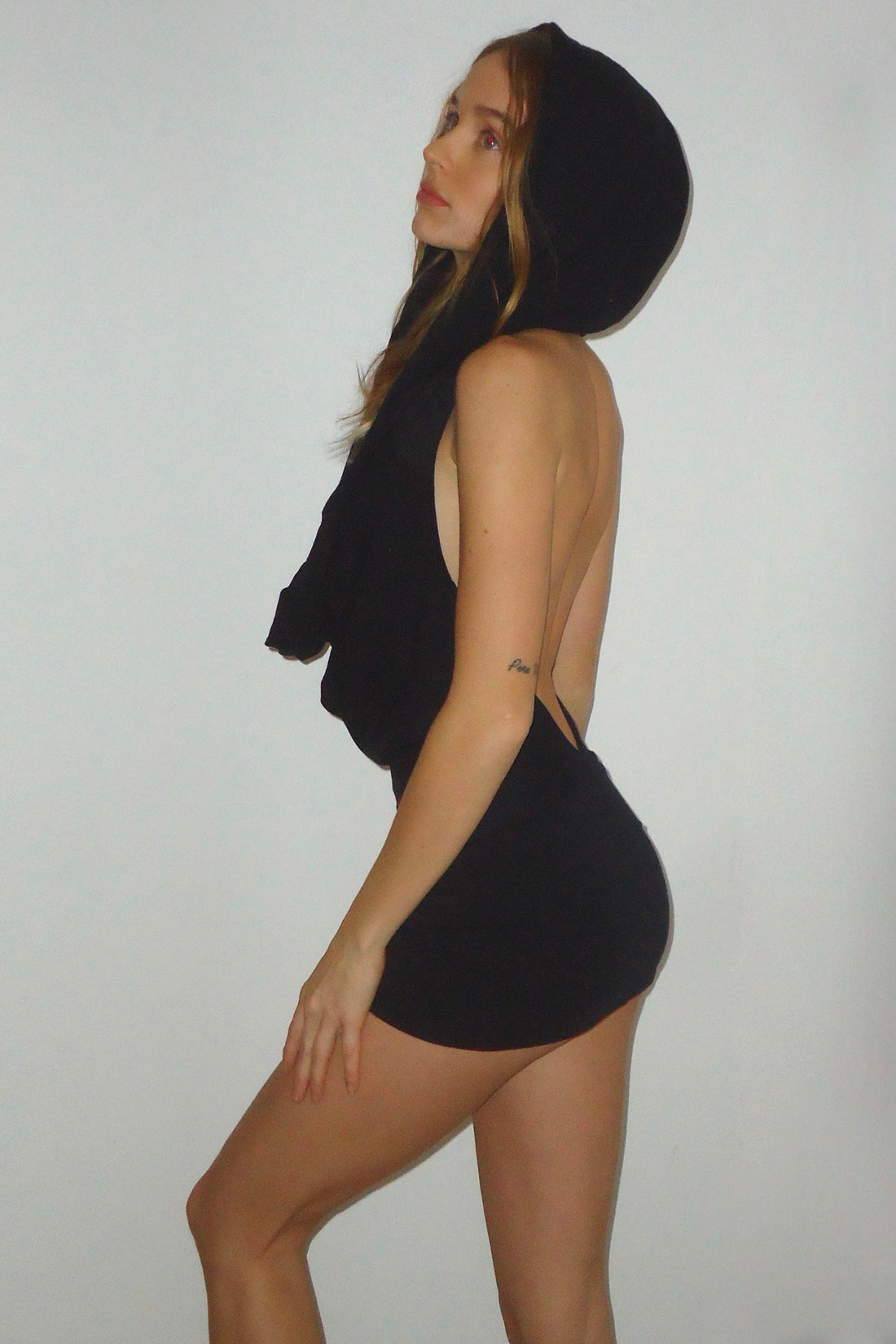 Cowl Hooded Mini Dress