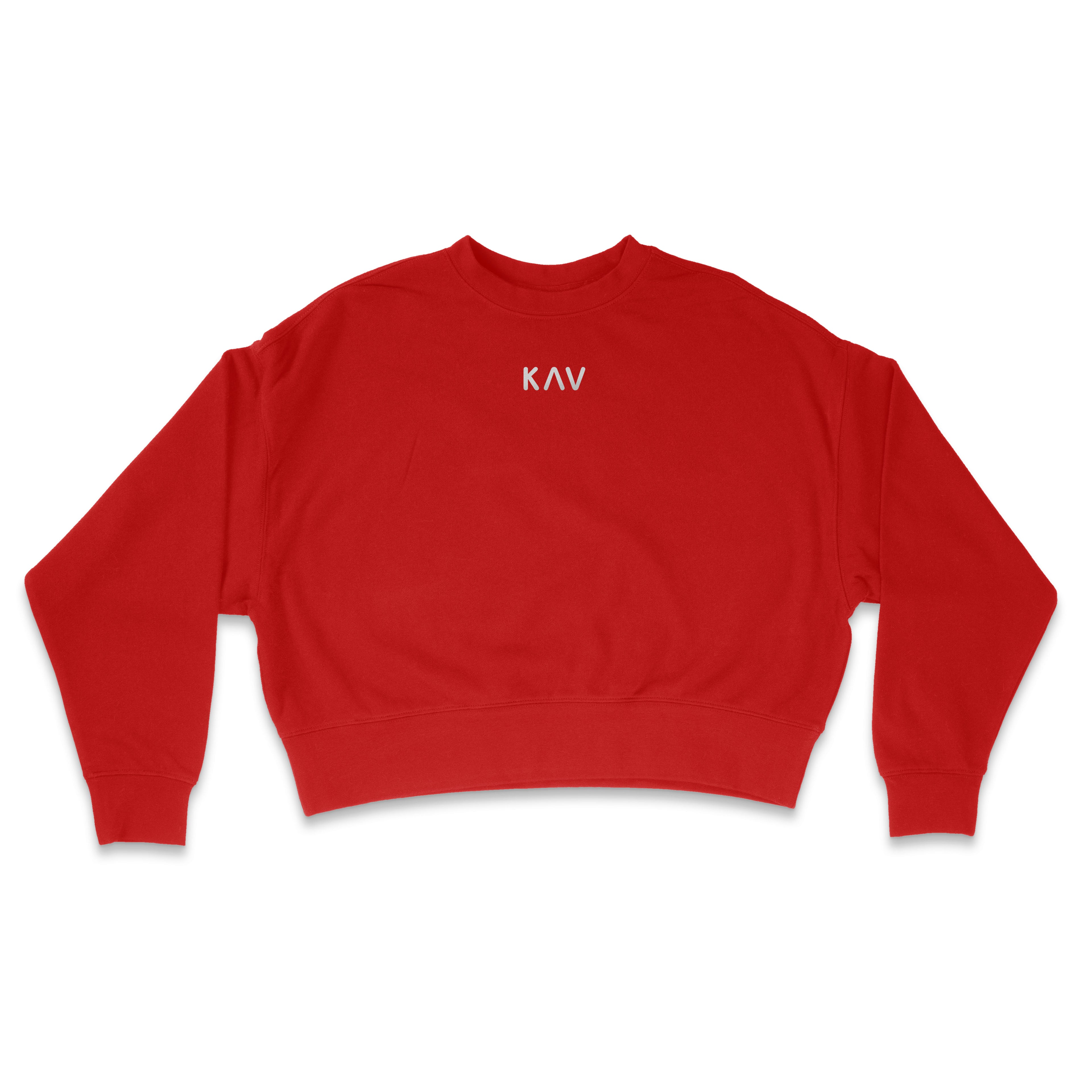 Red Crop Crew Sweater