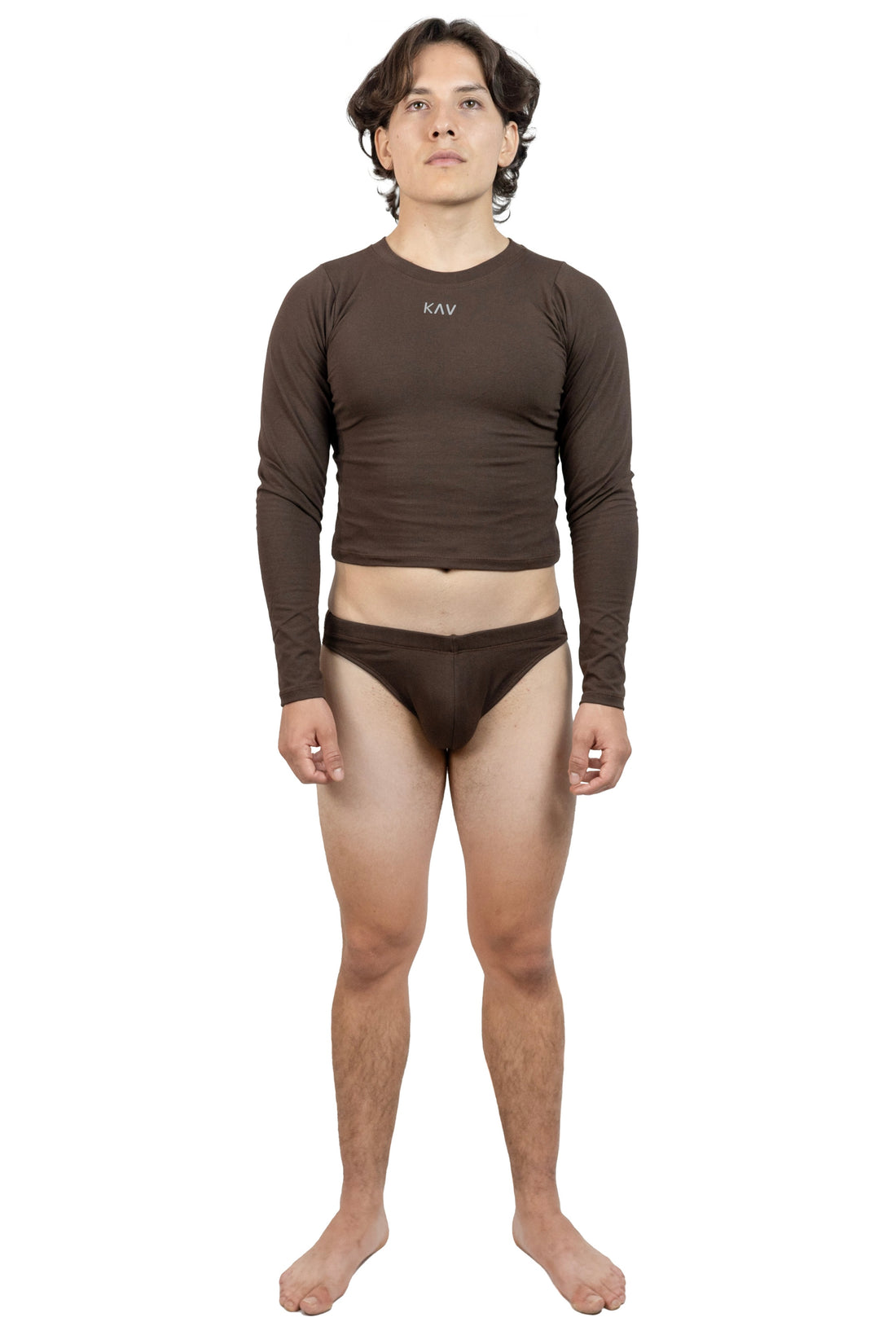 Brown Long Sleeve Magnet Brief Set