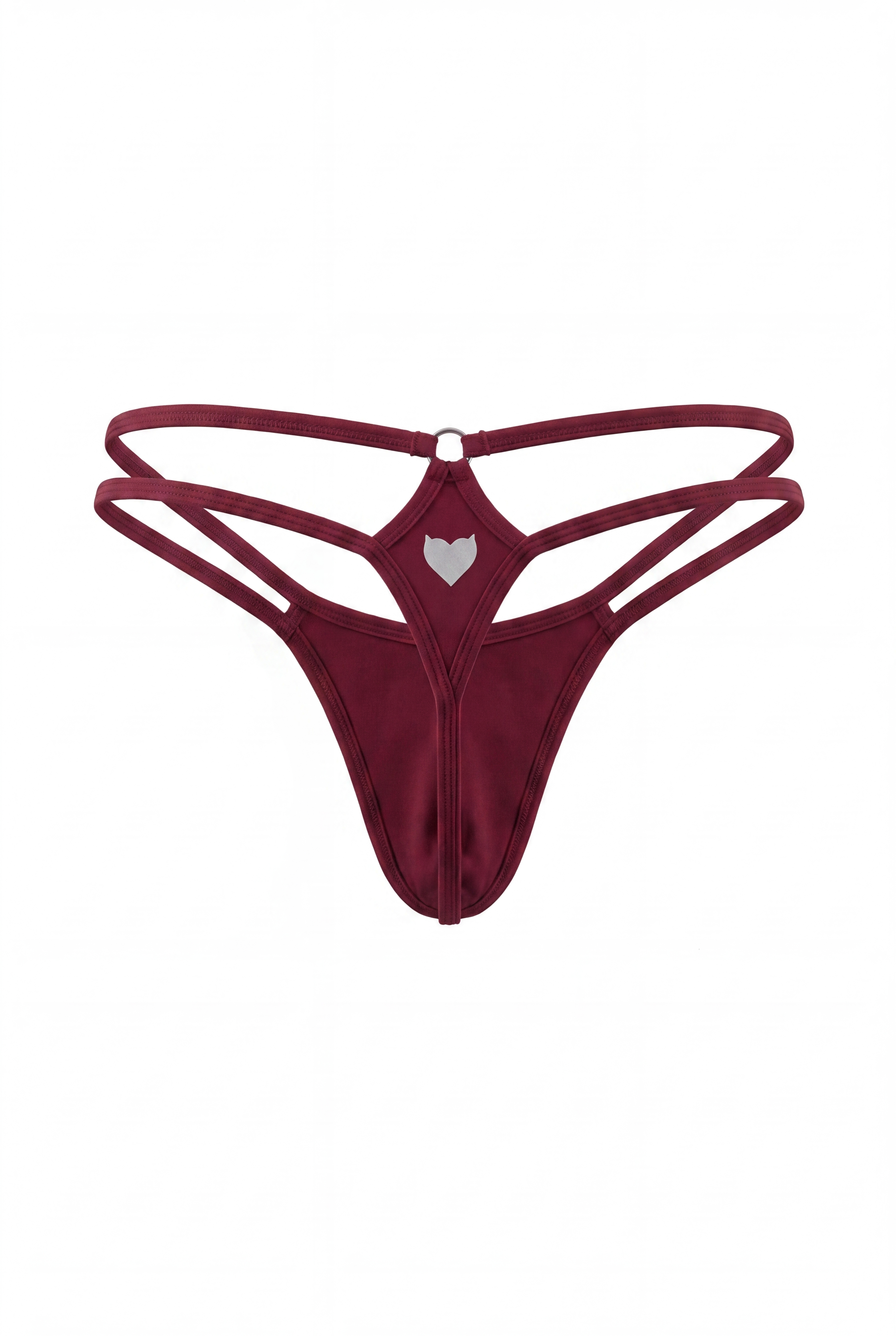 Dark Red Men Double String G-String Thong