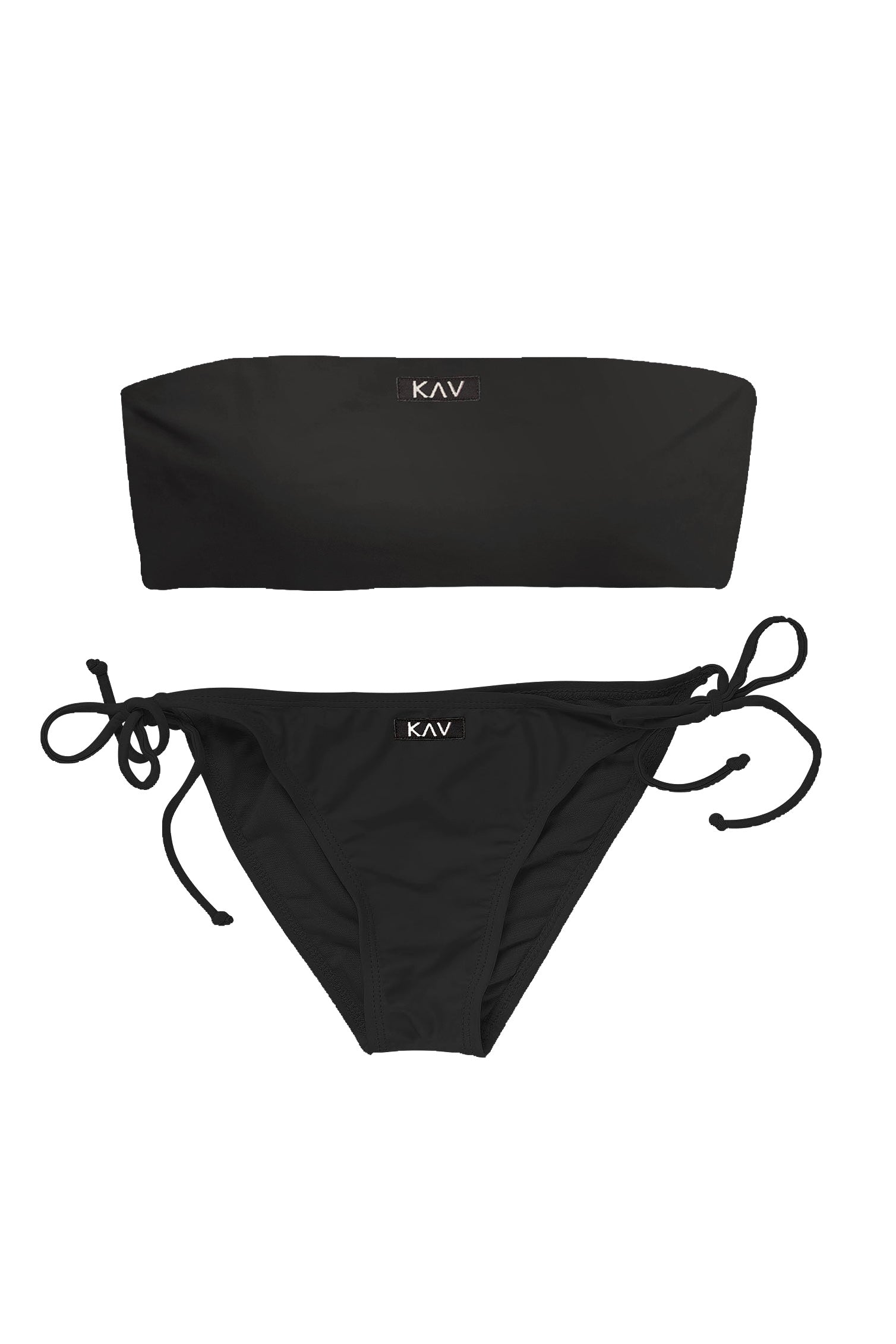 Black Tube Tie-Side Minimal Two Piece Bikini
