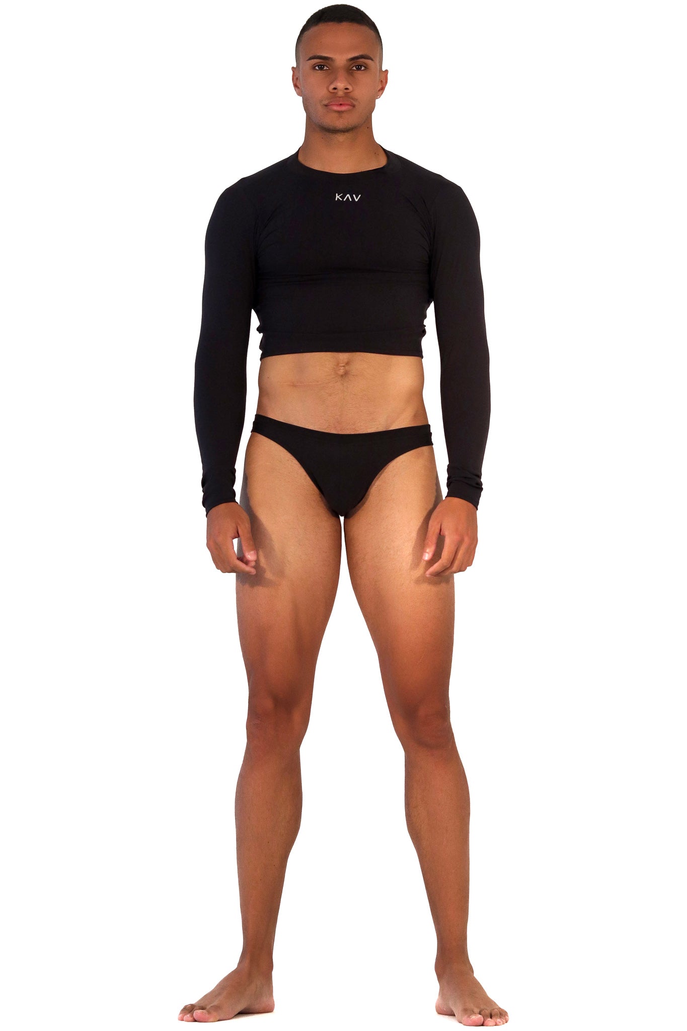 Black Long Sleeve Magnet Brief Set - KAV Wear