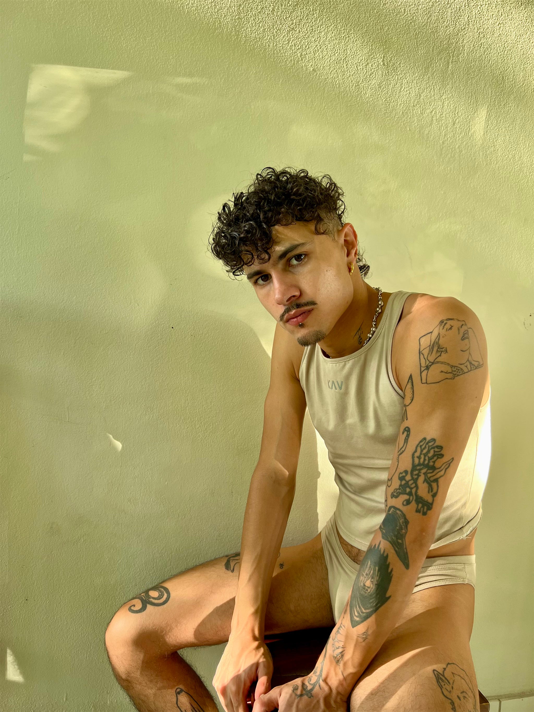 Beige Tank Brief Set