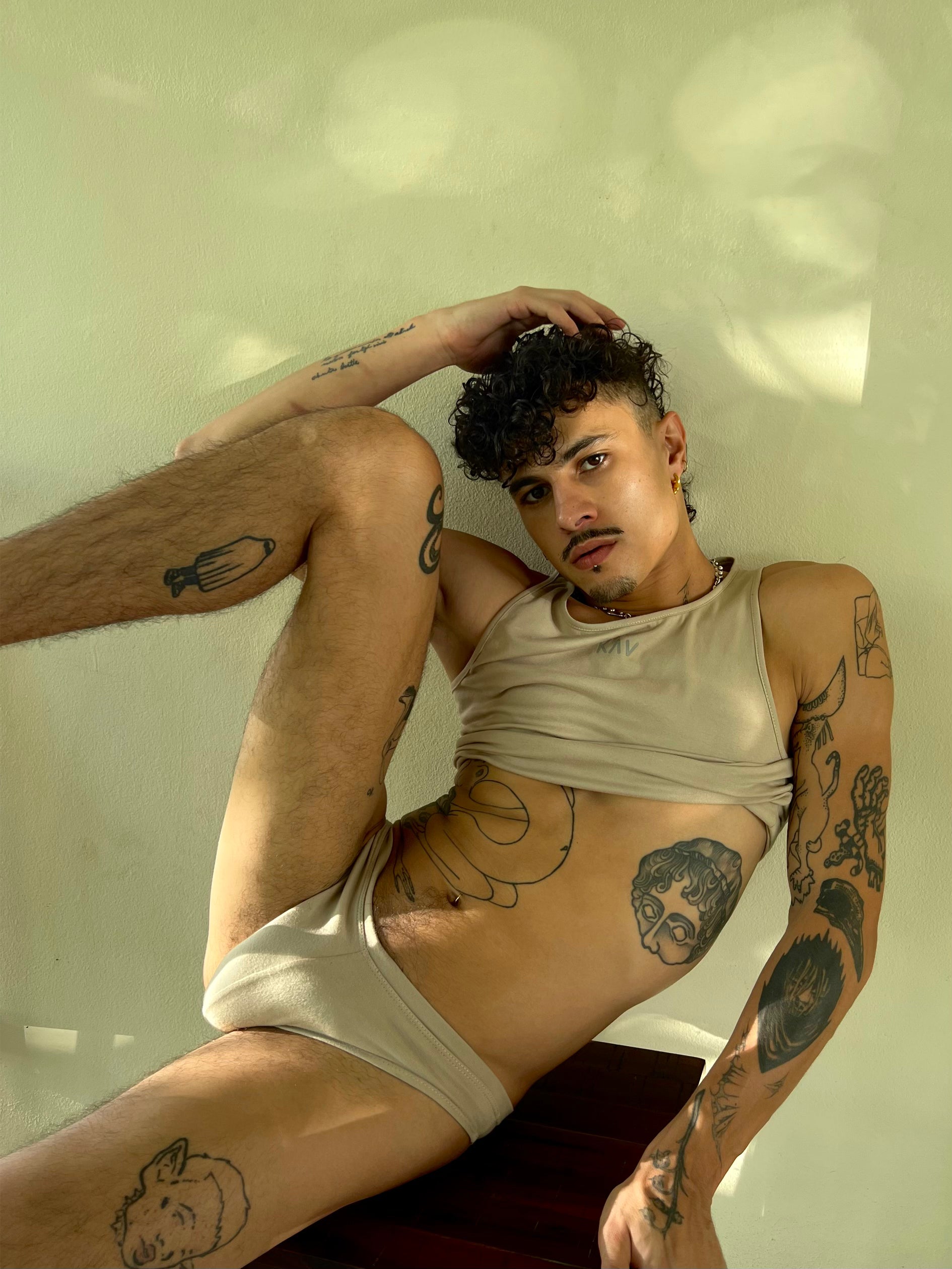 Beige Tank Brief Set