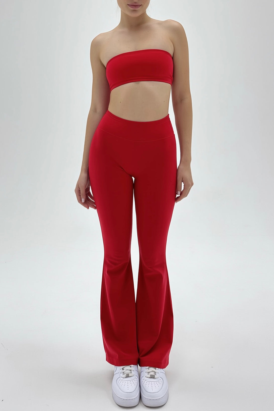 Red Seamless Straight-Cut Cotton Jersey Leggings