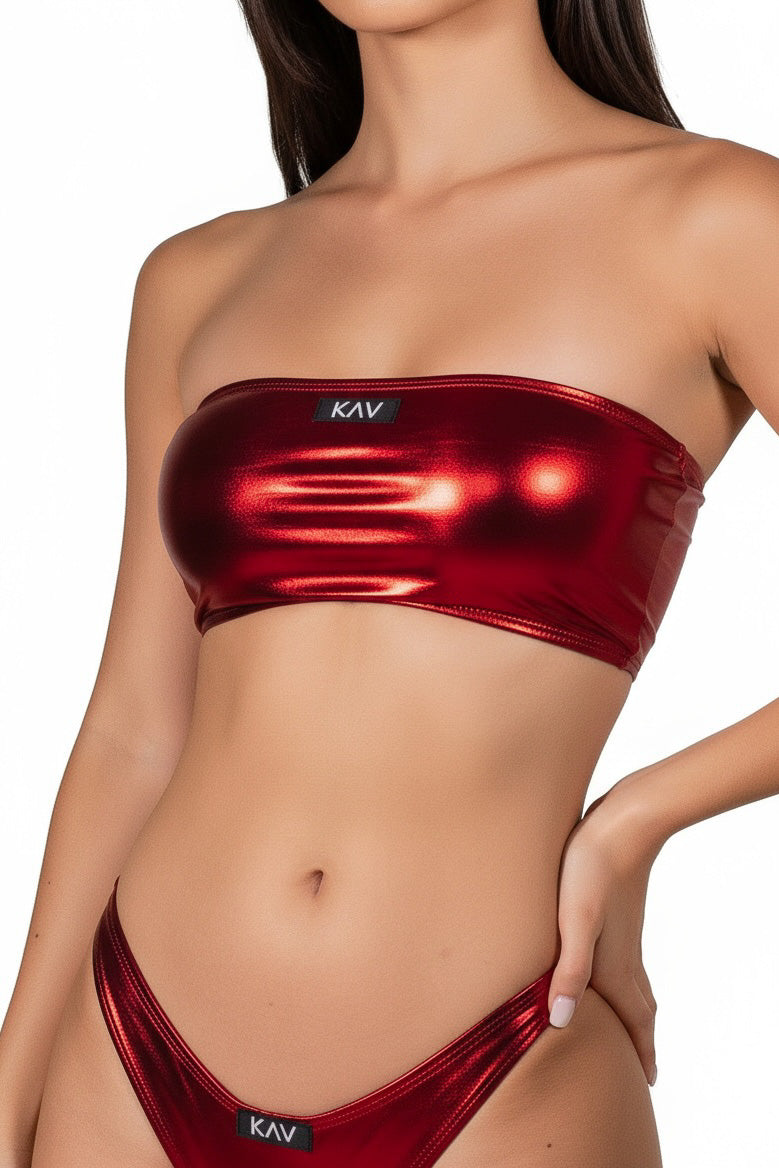 Metallic Red Tube Bikini