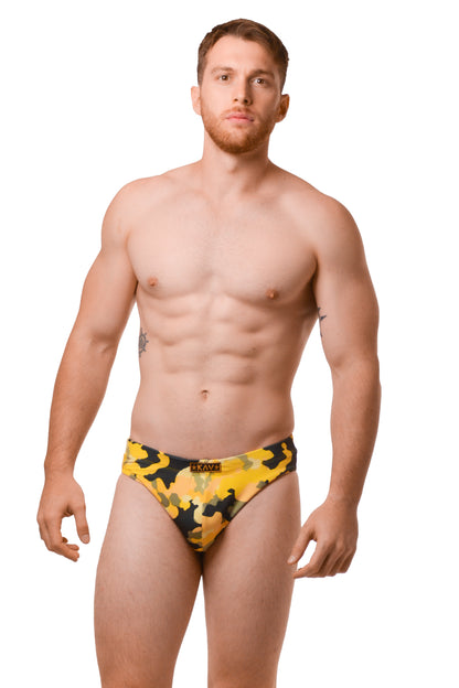 Yellow Camo Minimal Swim Brief