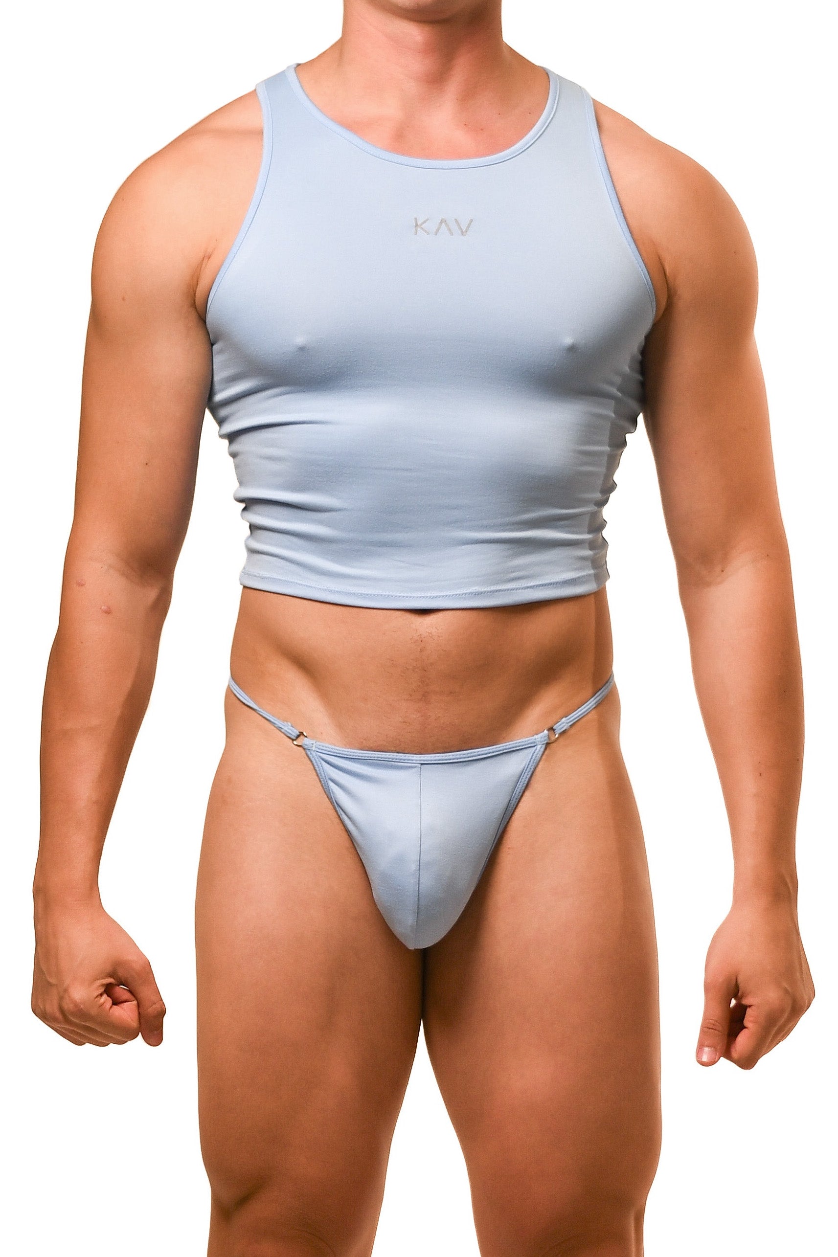 Baby Blue G-String Cotton Jersey Tank Set