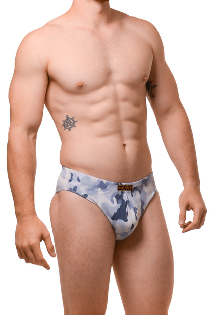 Gray Camo Minimal Swim Brief