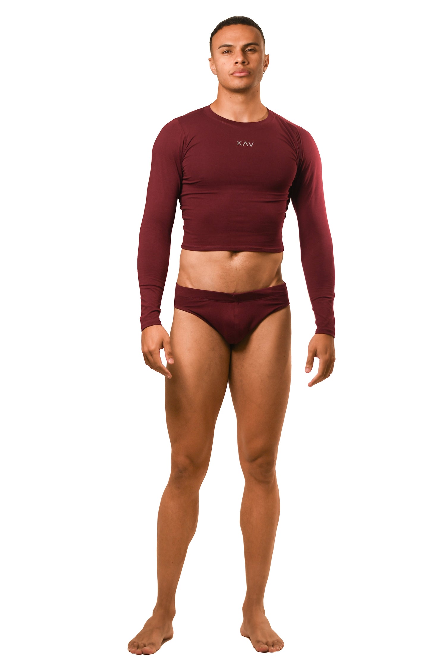 Dark Red Long Sleeve Magnet Brief Set