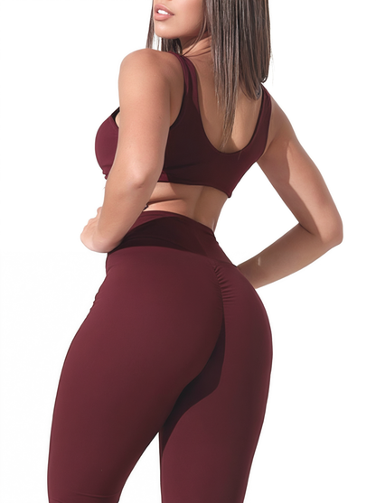 Dark Red Twist Active Top