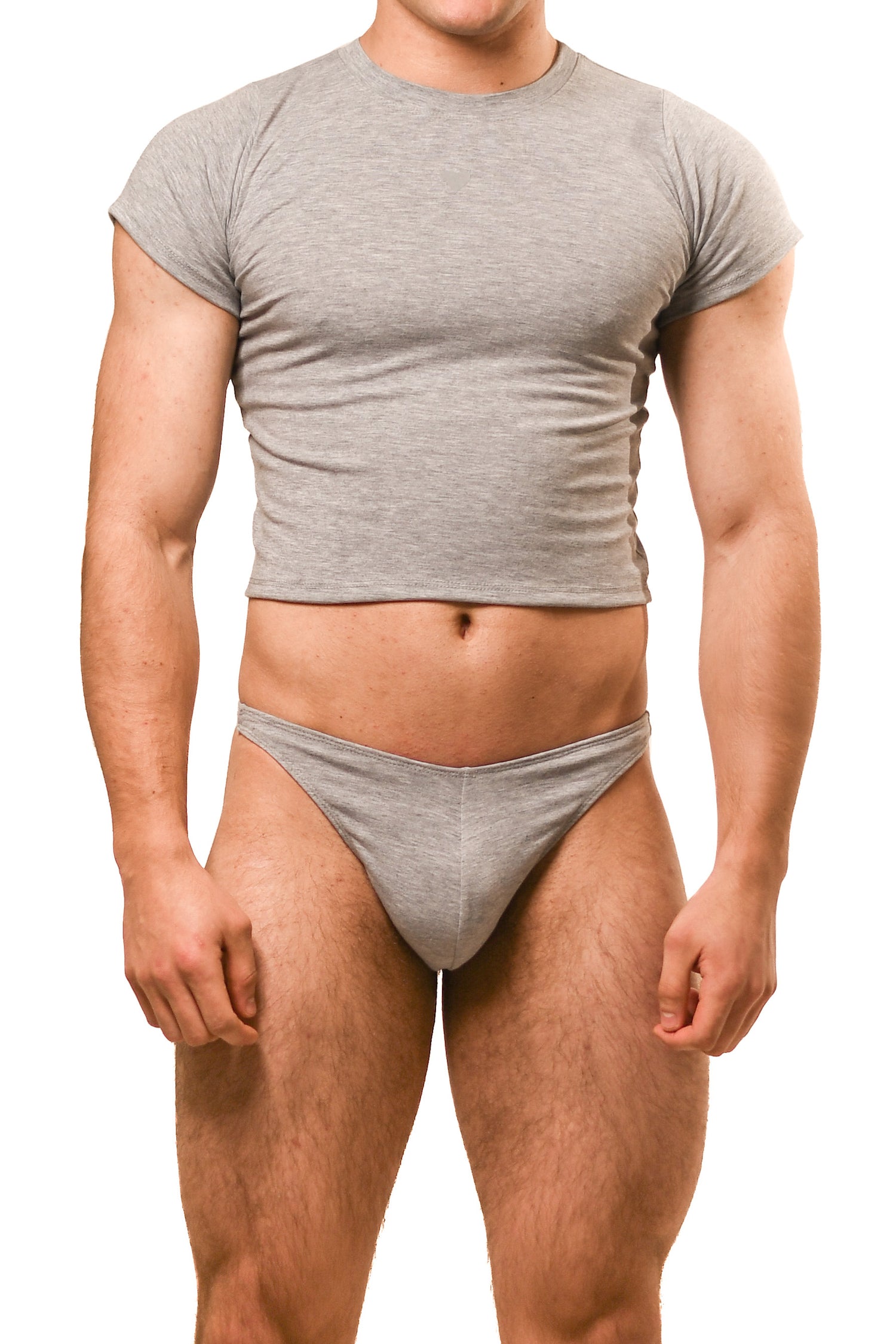 Gray Baby Tee Thong Set