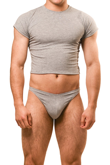 Gray Baby Tee Thong Set