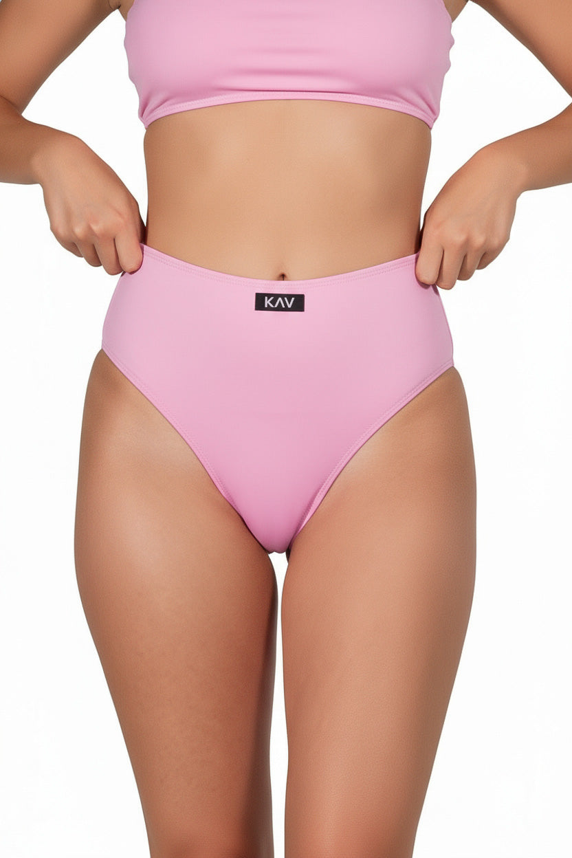 Pink Swim Minimal High Waist Bottom