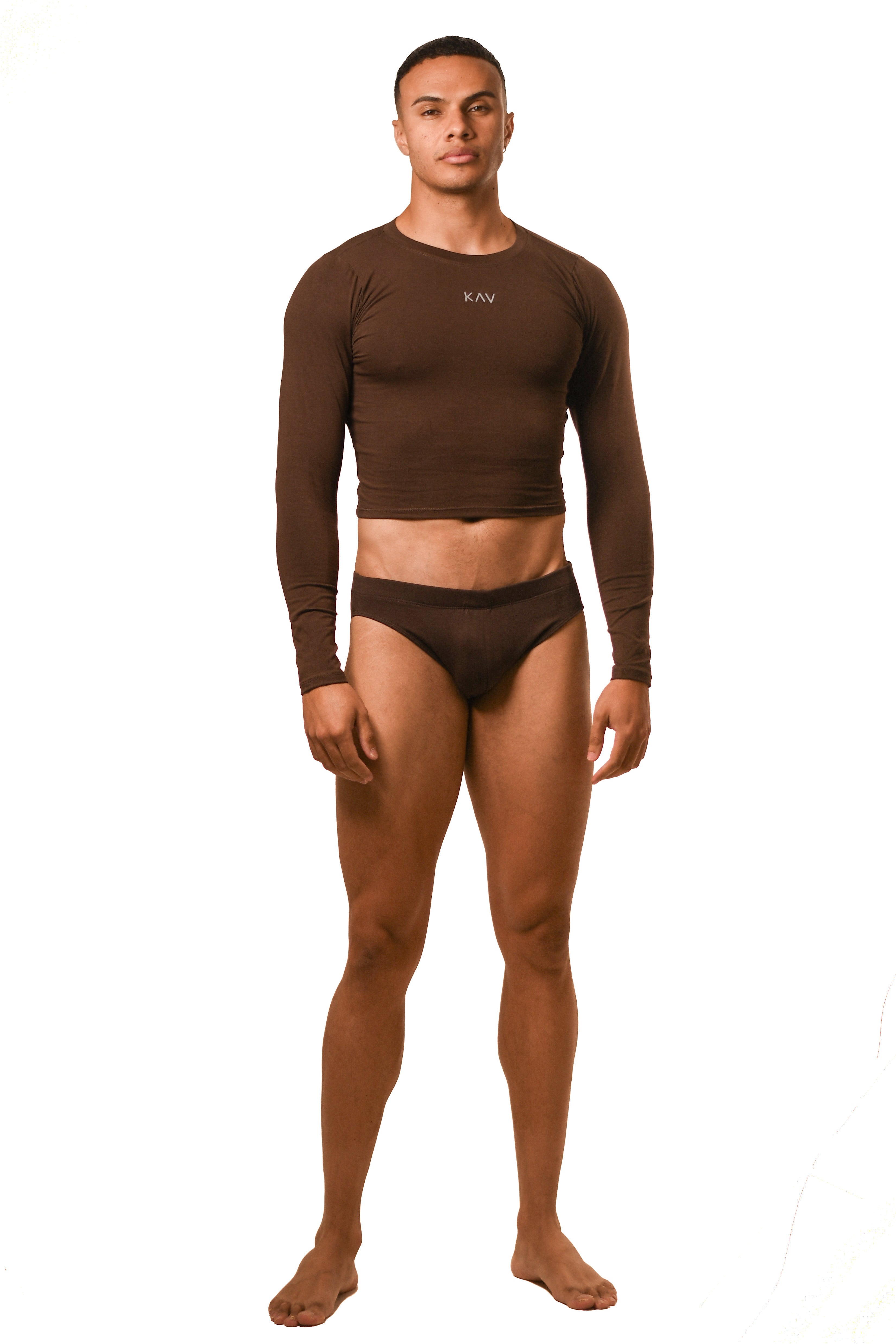 Brown Long Sleeve Magnet Brief Set