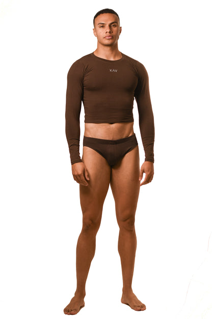 Brown Long Sleeve Magnet Brief Set