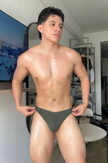 Dark Green Cotton Jersey Men Thong