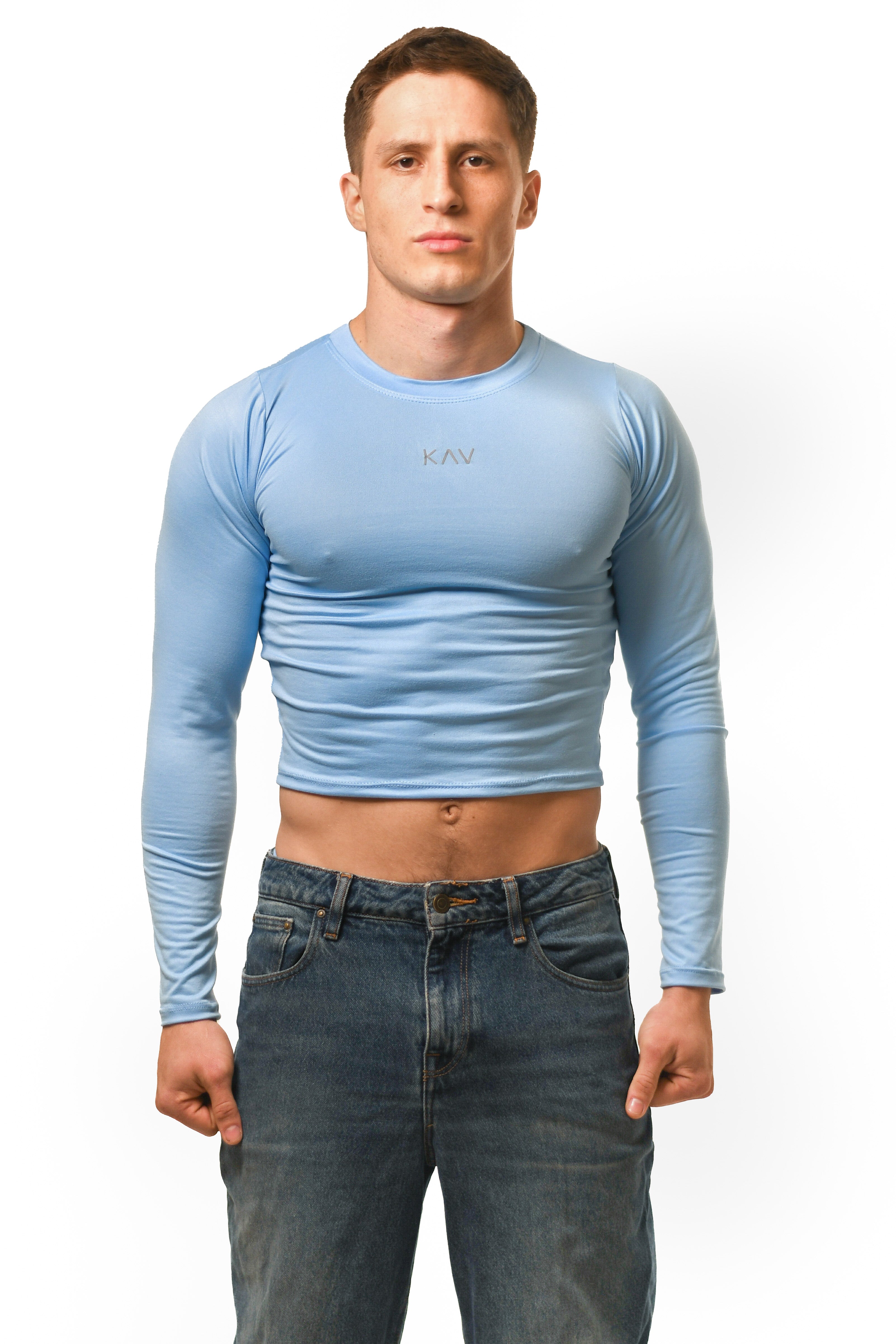 Baby Blue Long Sleeve Magnet Top
