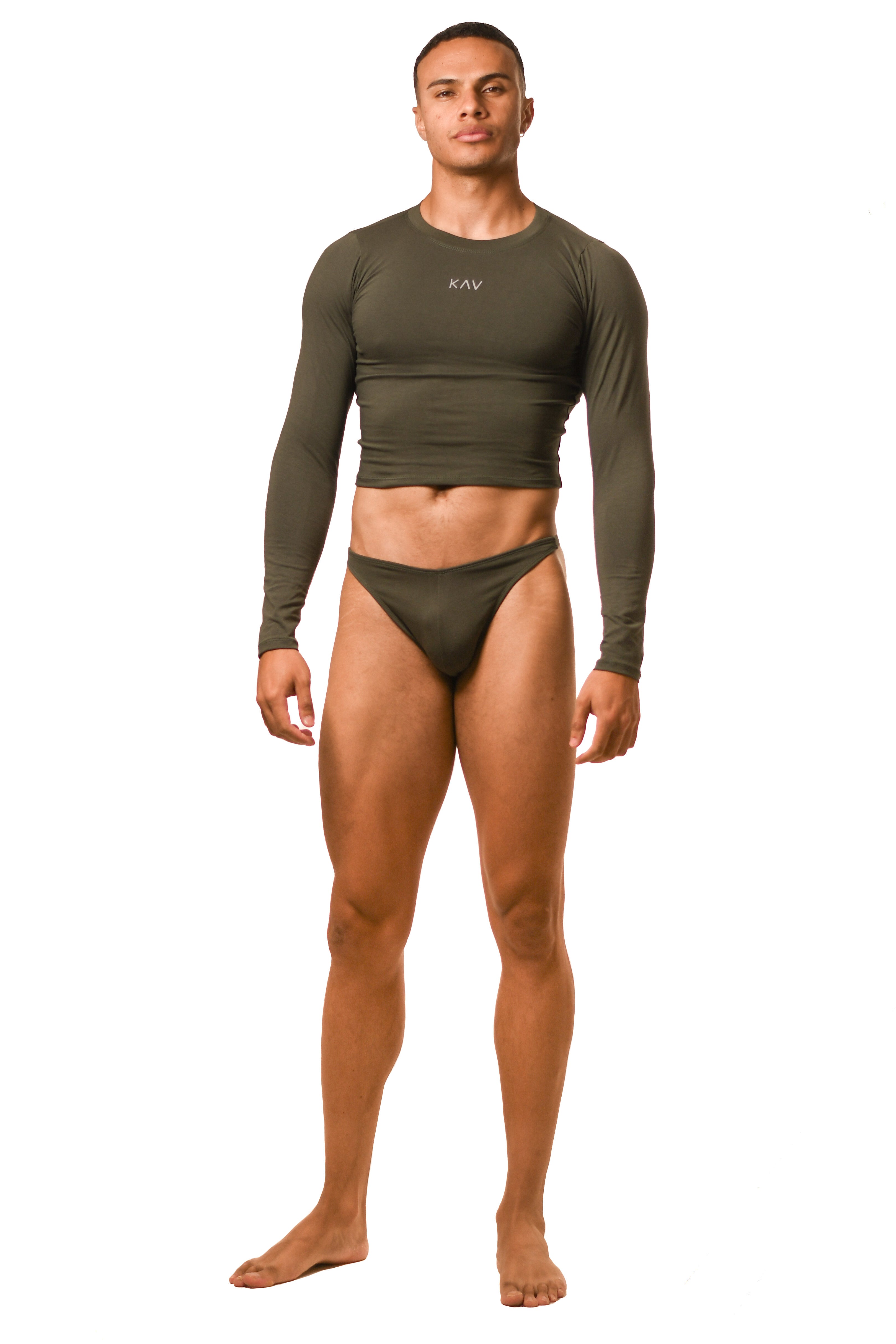 Dark Green Long Sleeve Magnet Thong Set