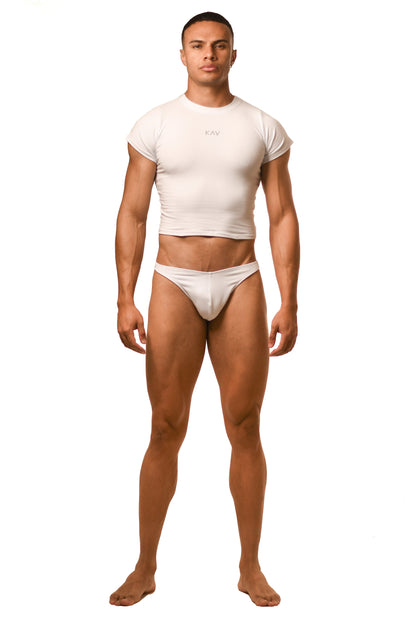 White Baby Tee Thong Set